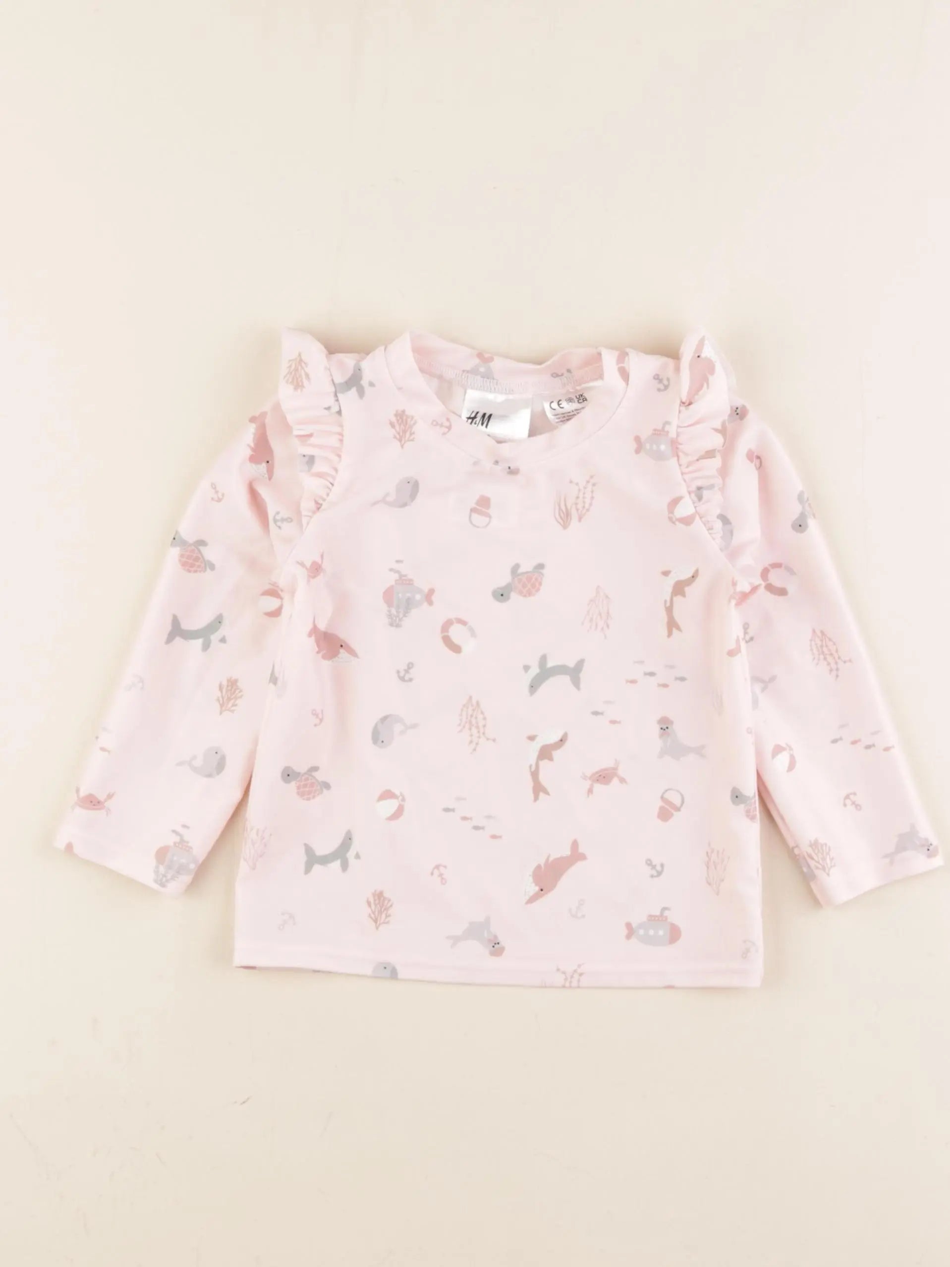 H&M - tee-shirt de bain rose - 6/12 mois