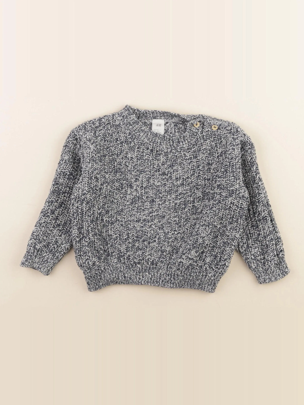 H&M - pull bleu, blanc - 12/18 mois