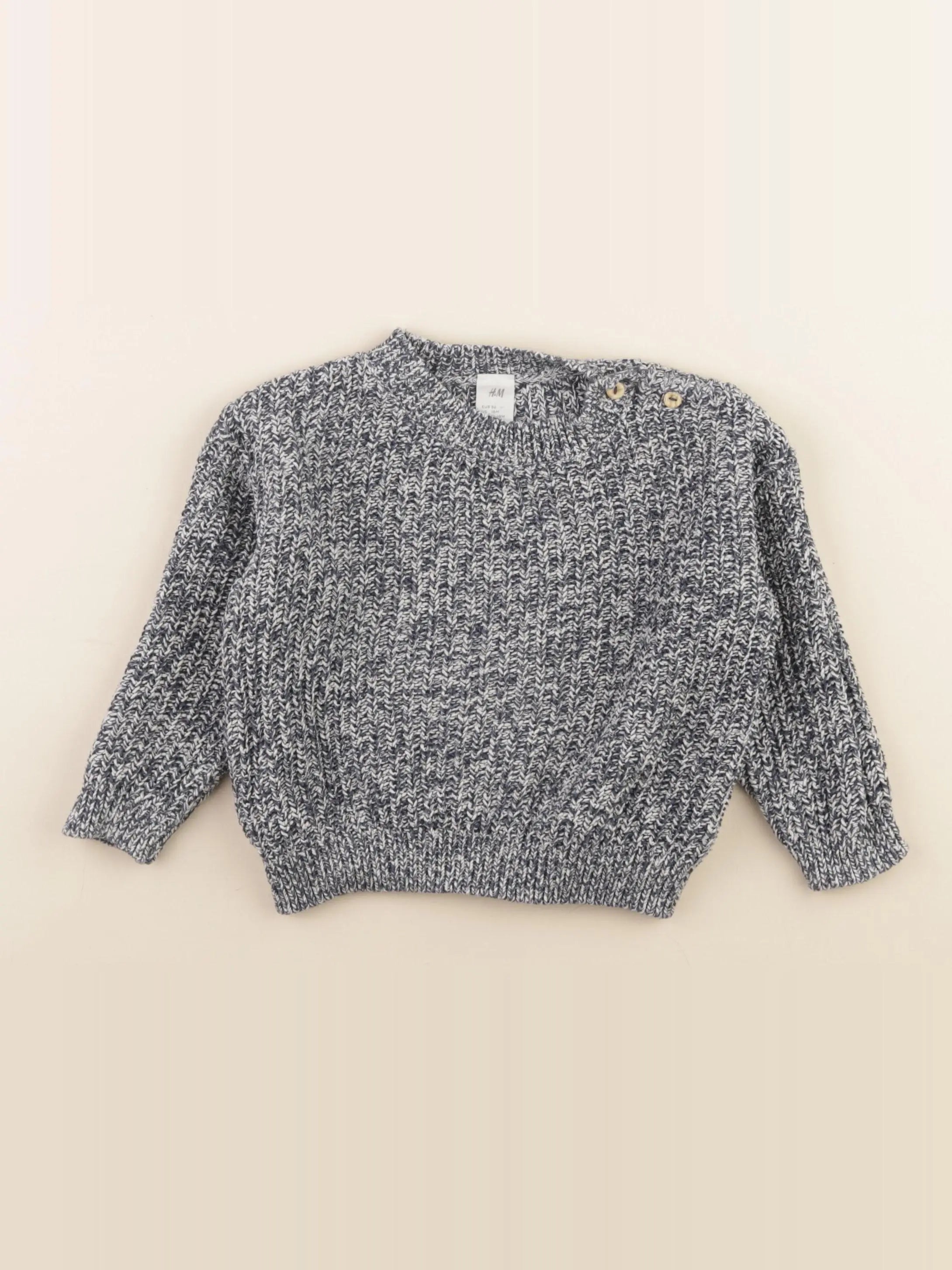 H&M - pull bleu, blanc - 12/18 mois