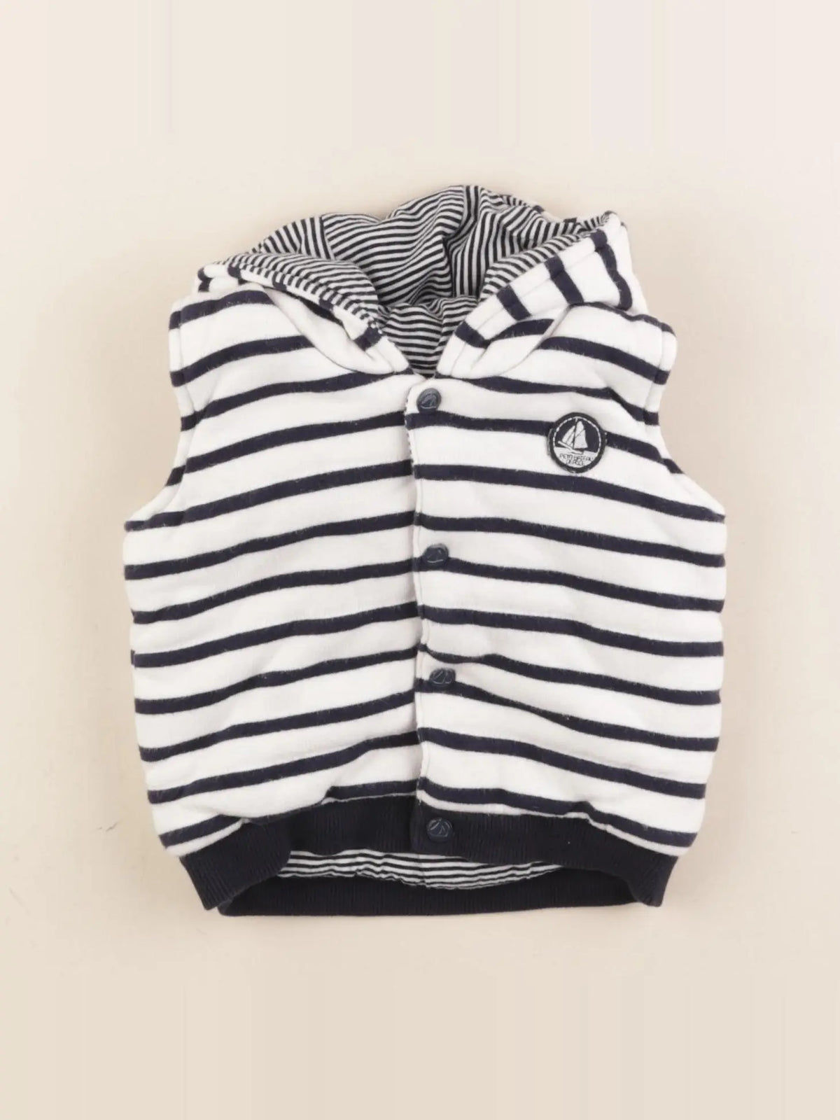 Petit Bateau - sweat bleu, blanc - 6 mois