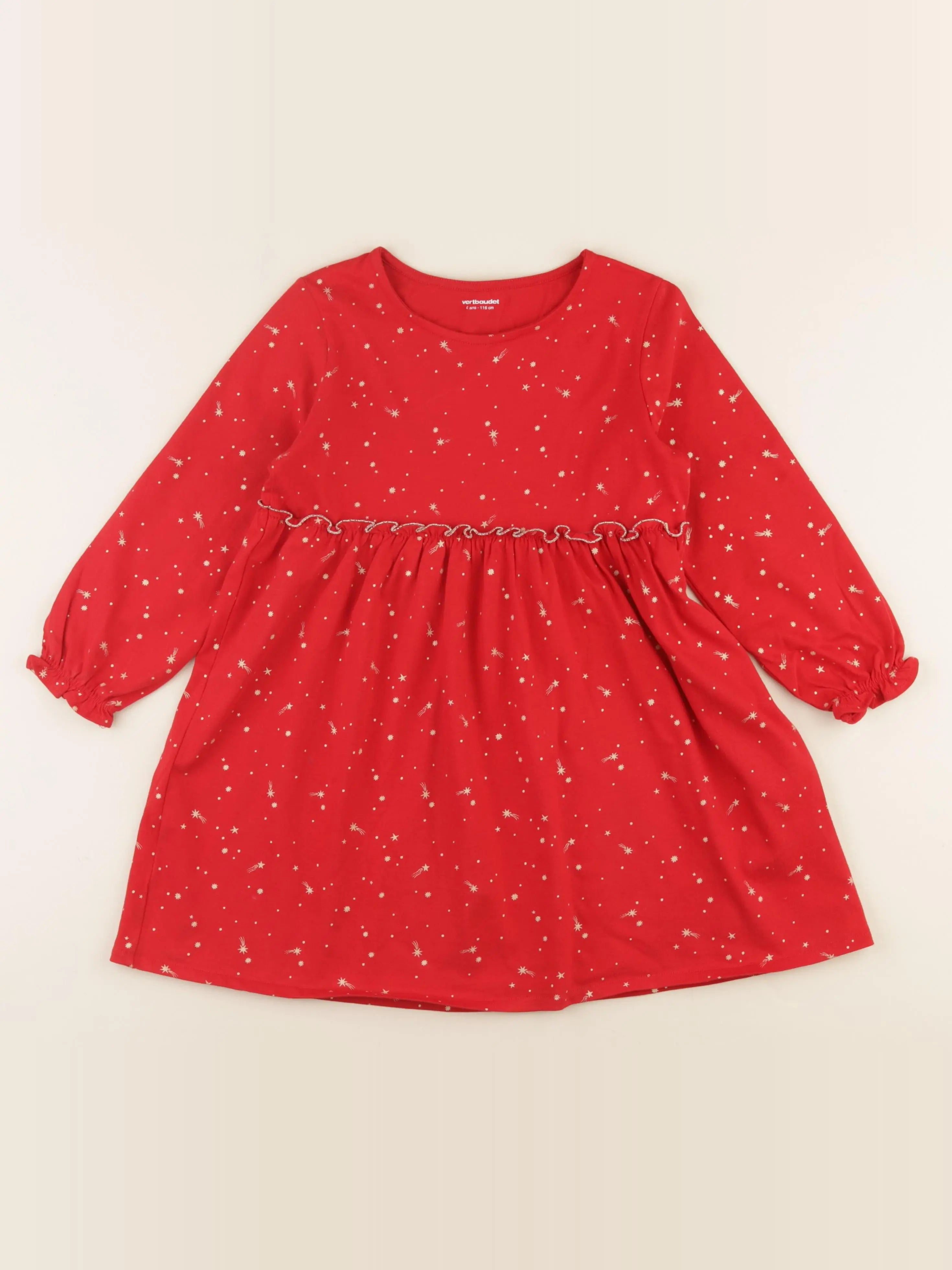 Vertbaudet - robe rouge, or - 6 ans