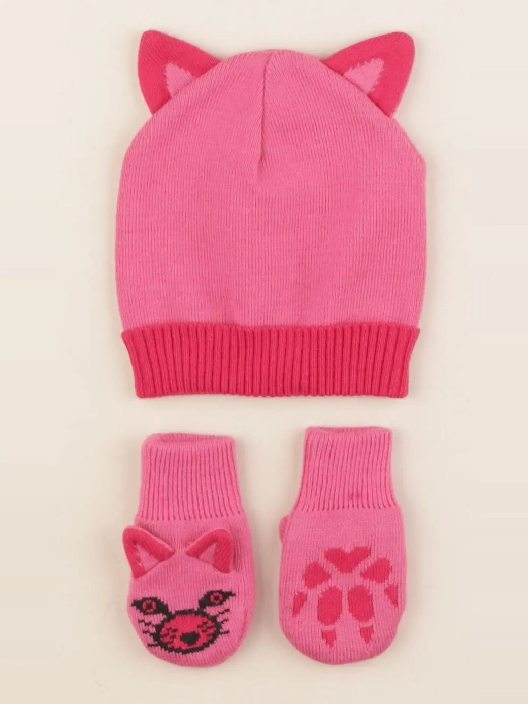 Columbia - ensemble bonnet/moufles rose - 0/6 mois