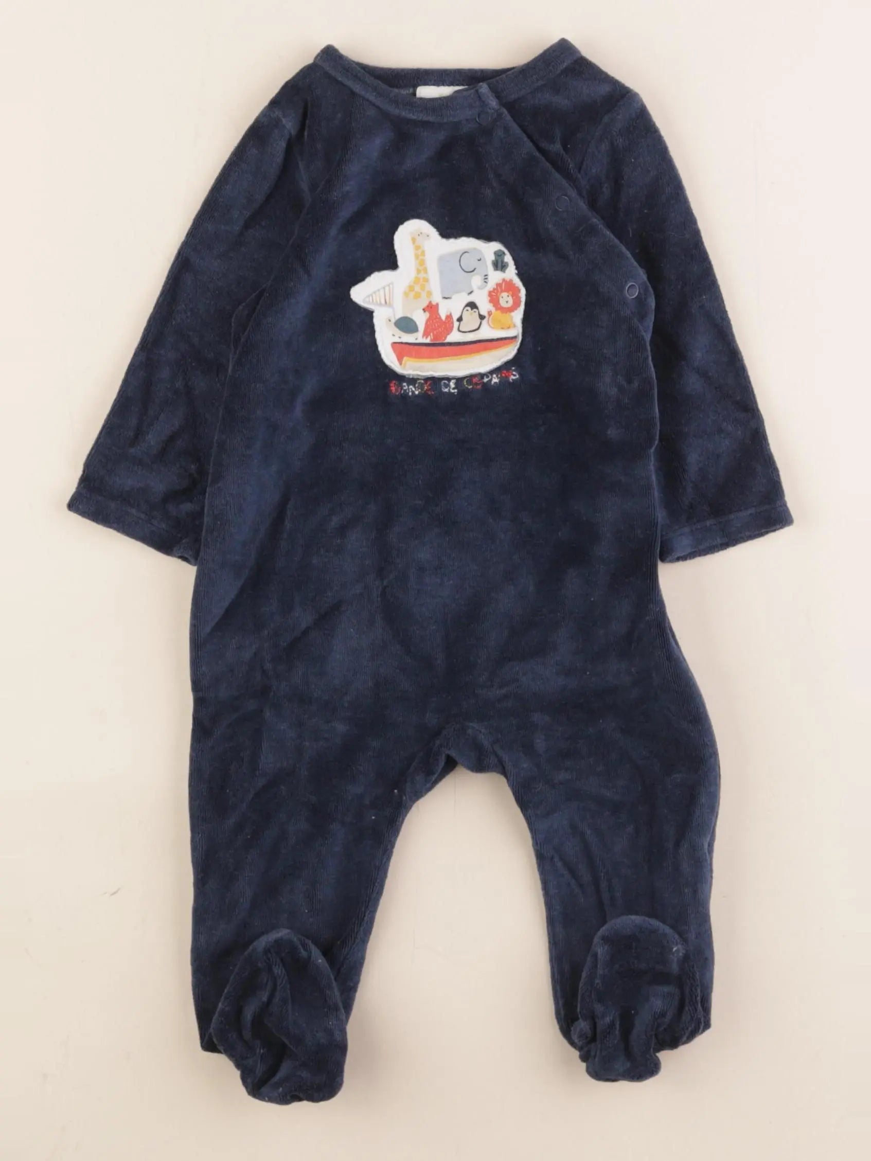 Tape à l'oeil - pyjama velours bleu - 6 mois