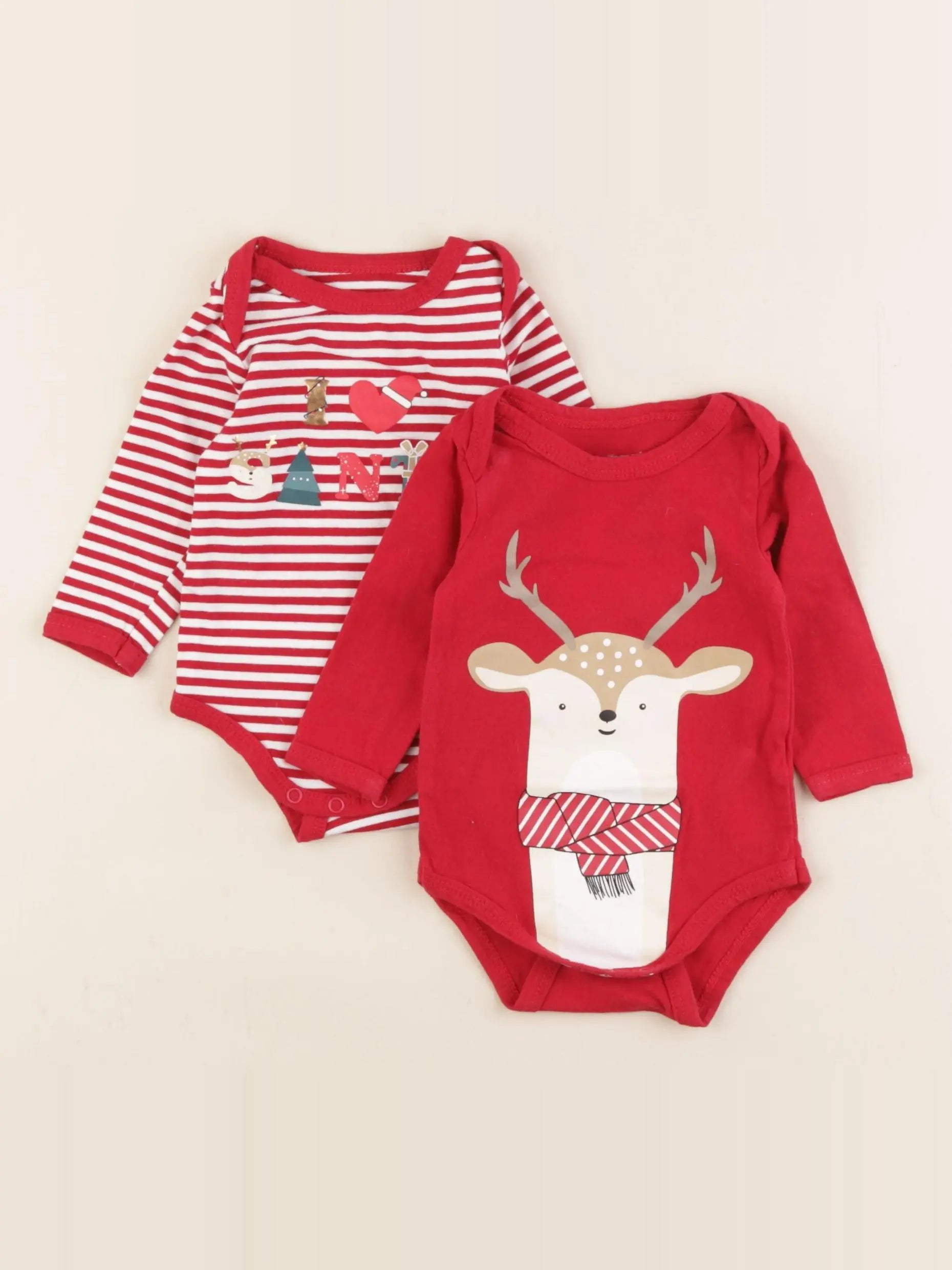 Vertbaudet - lot de 3 bodies en coton rouge - 3 mois