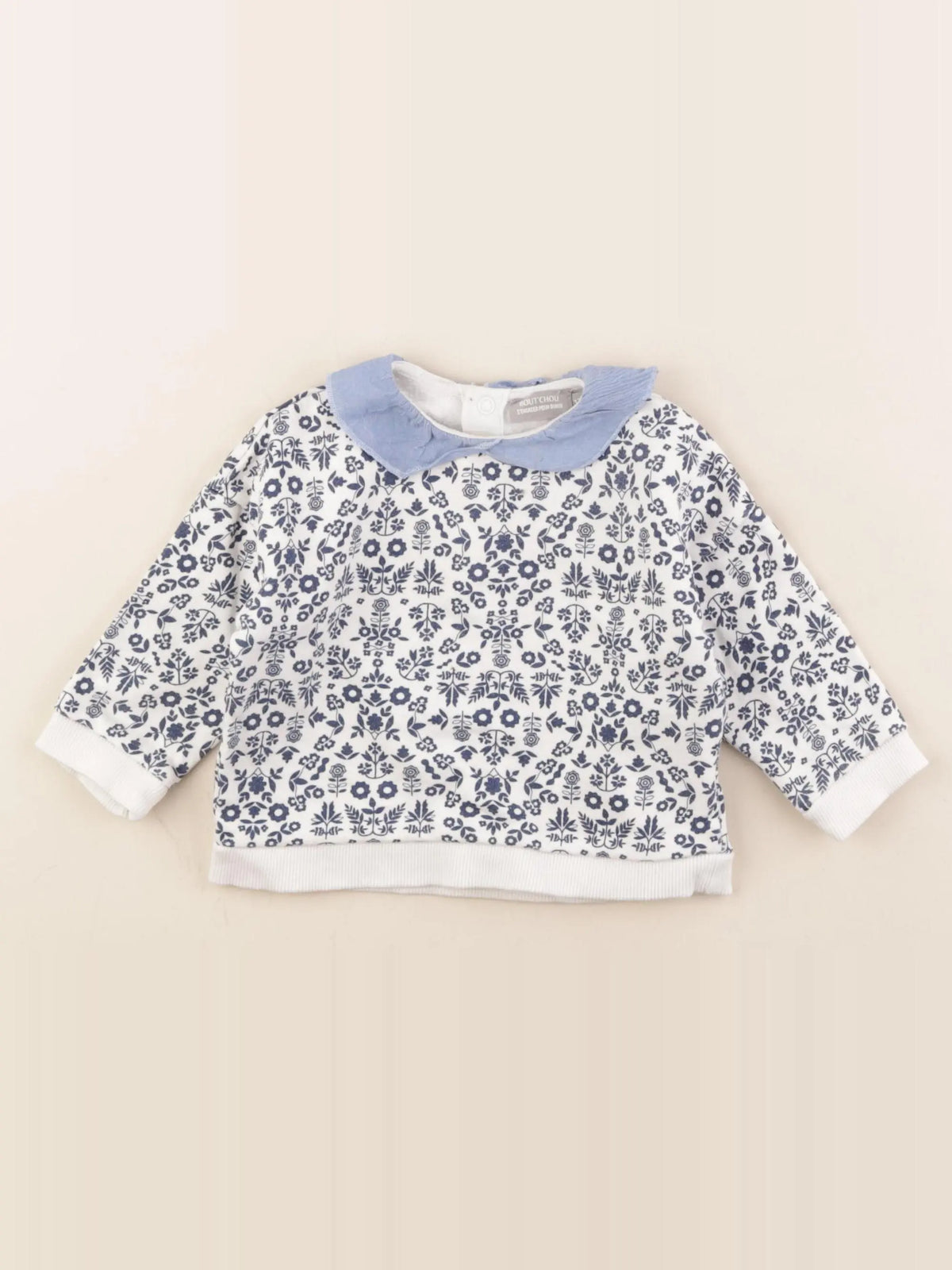 Boutchou - sweat bleu, blanc - 12 mois