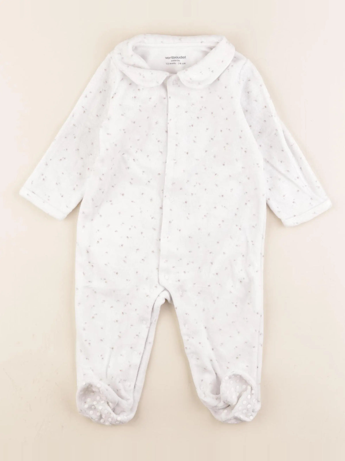 Vertbaudet - pyjama velours blanc - 12 mois