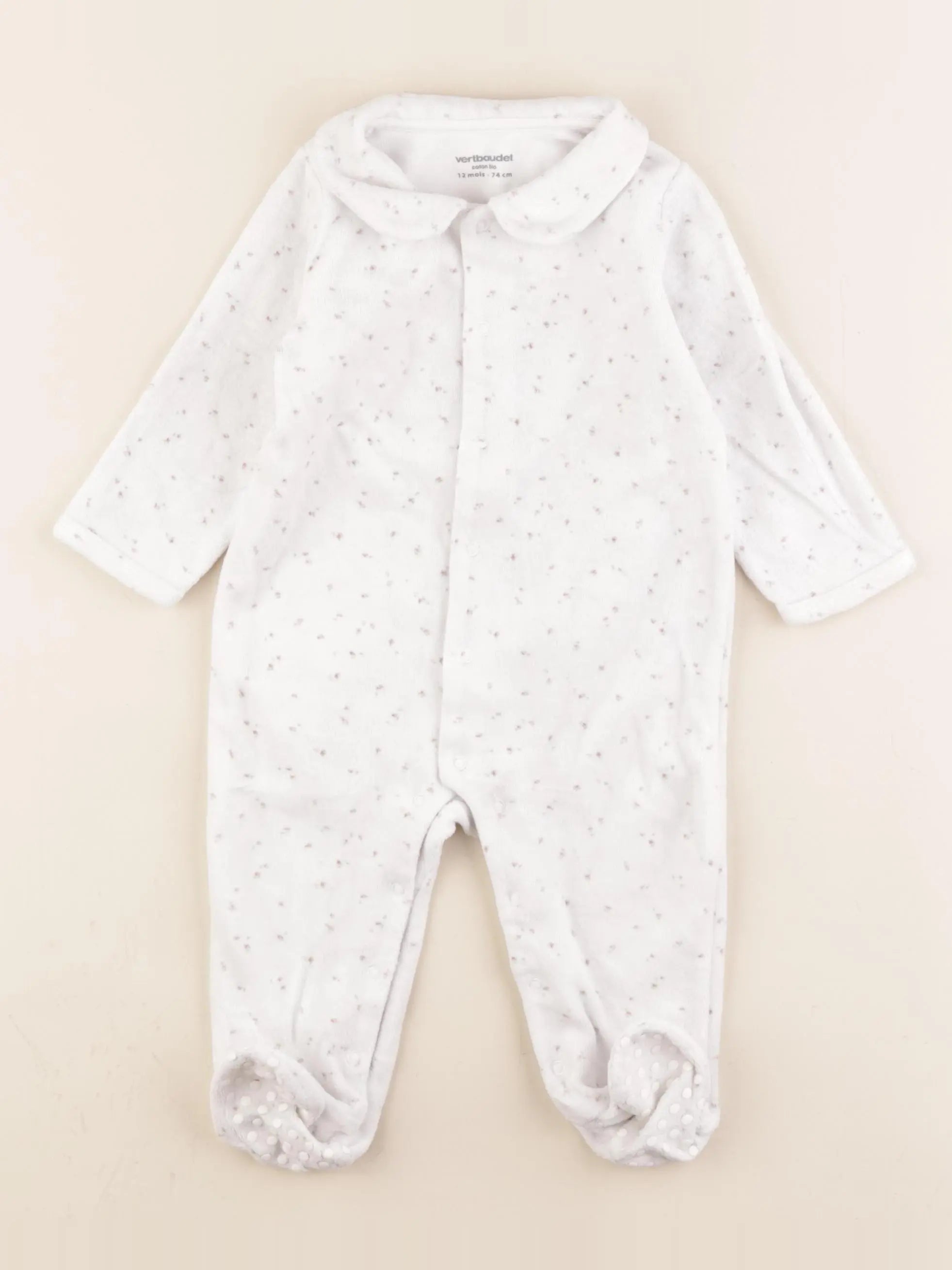 Vertbaudet - pyjama velours blanc - 12 mois