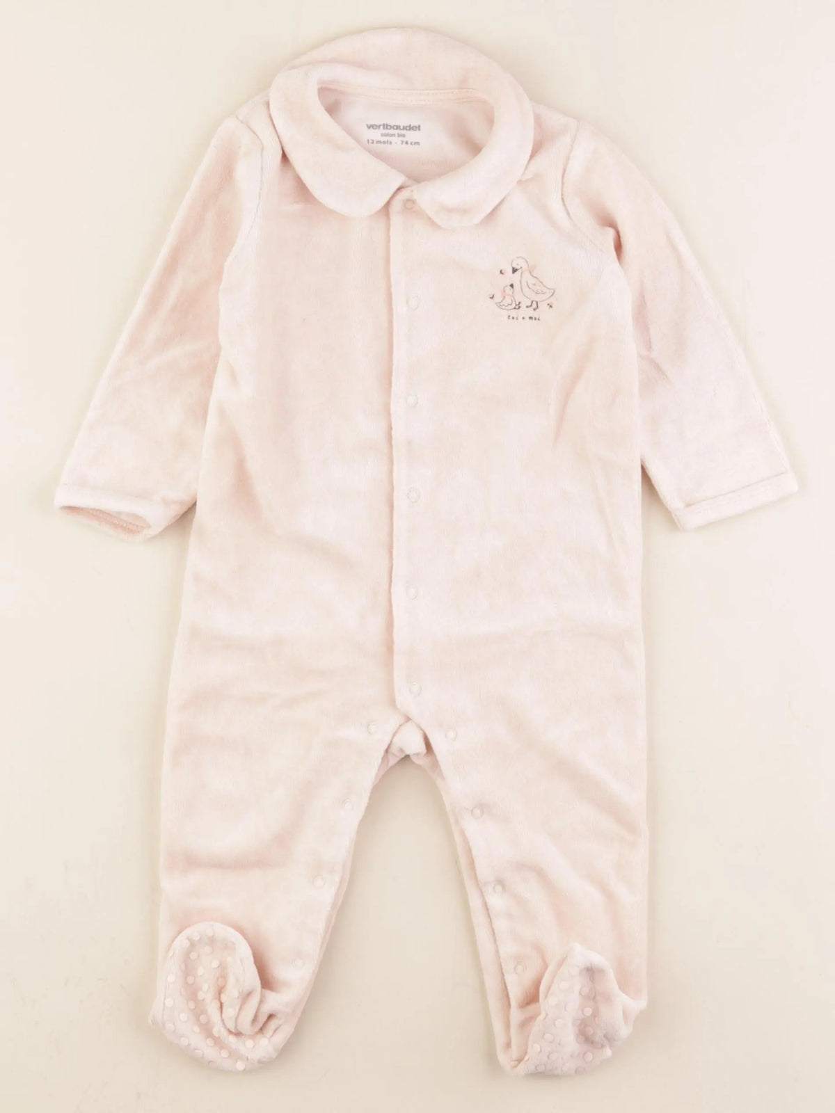 Vertbaudet - pyjama velours rose - 12 mois