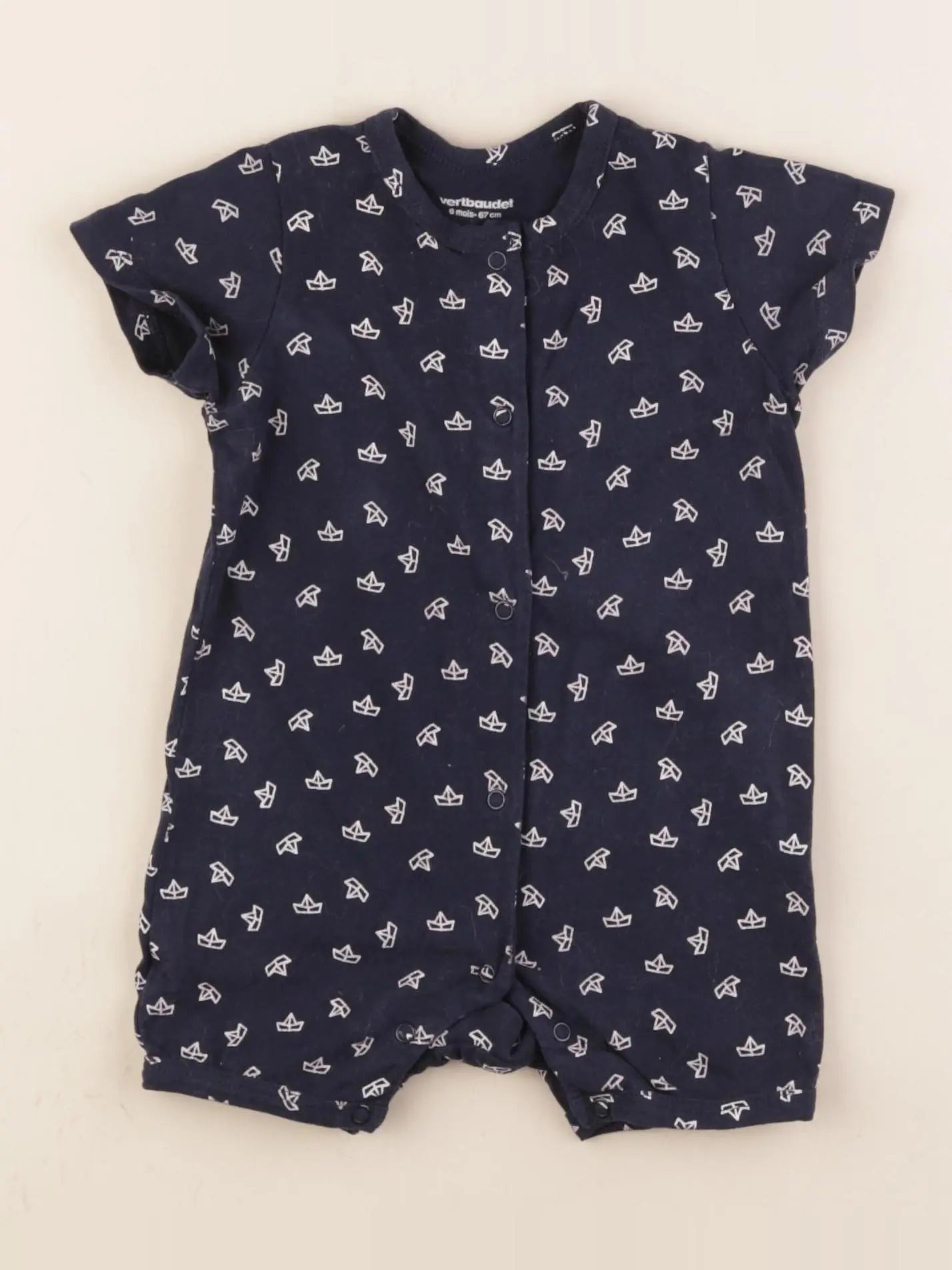 Vertbaudet - pyjama coton bleu - 6 mois