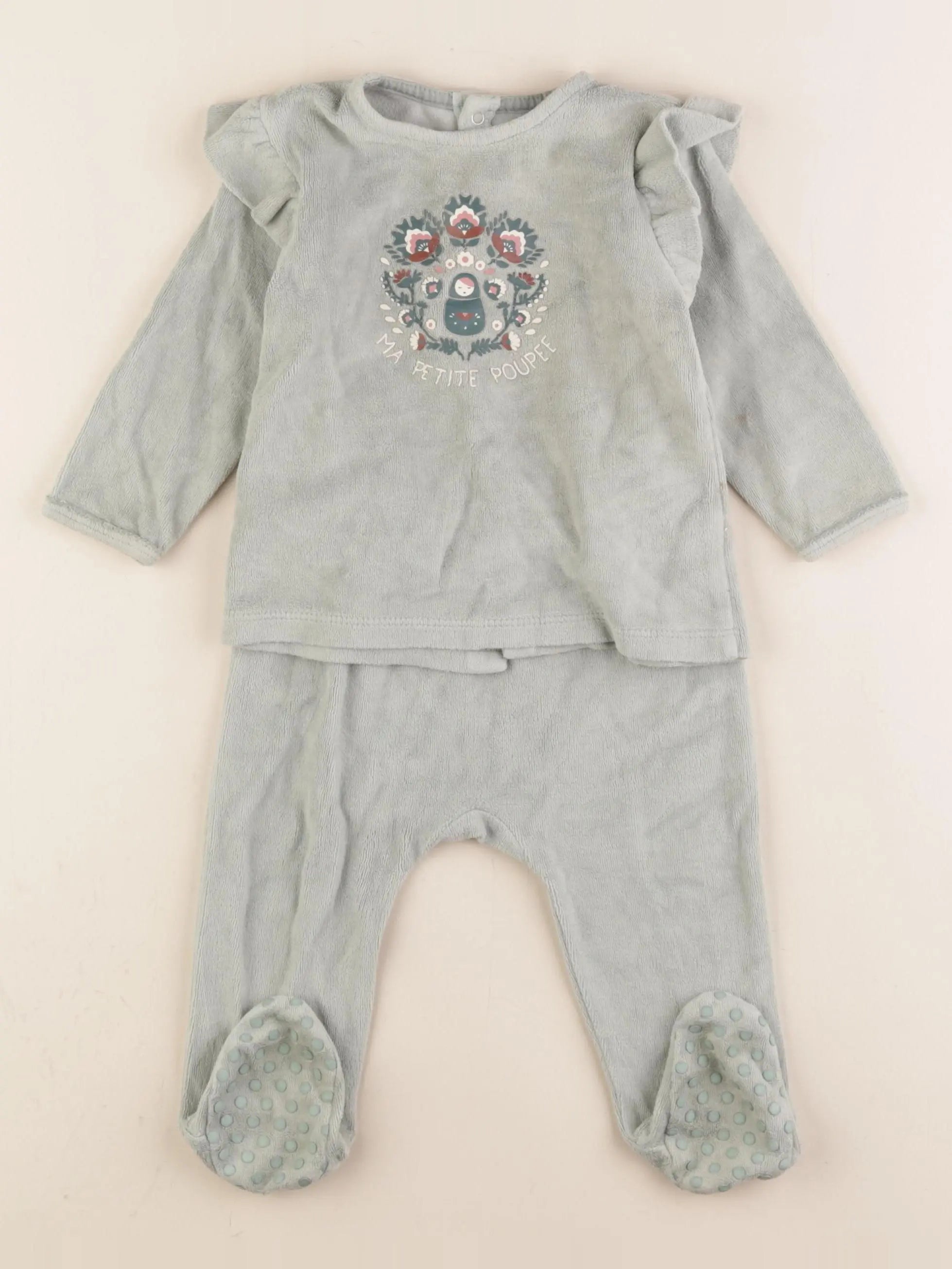 Vertbaudet - pyjama velours vert - 12 mois