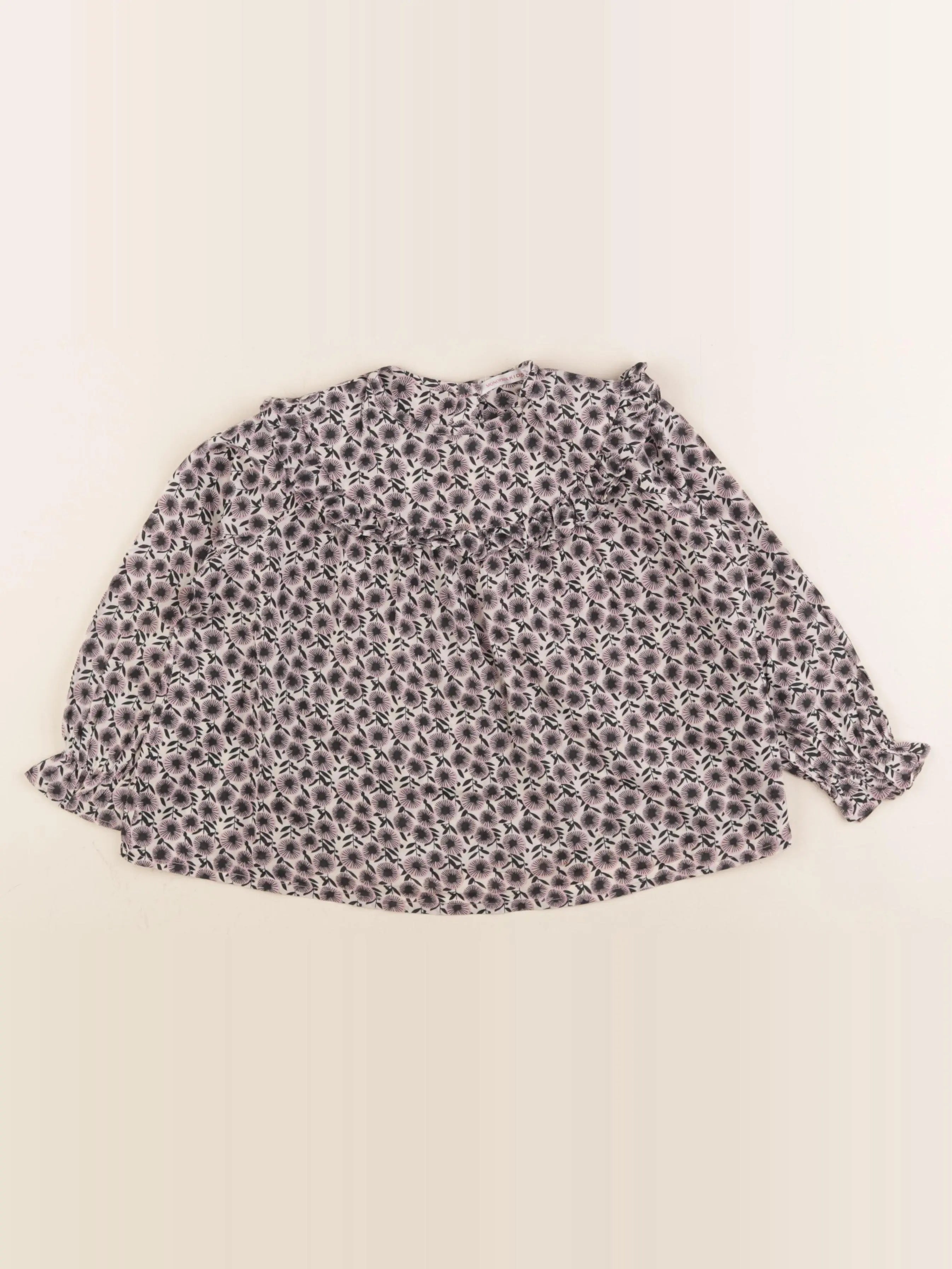Monoprix - blouse beige, noir - 4 ans