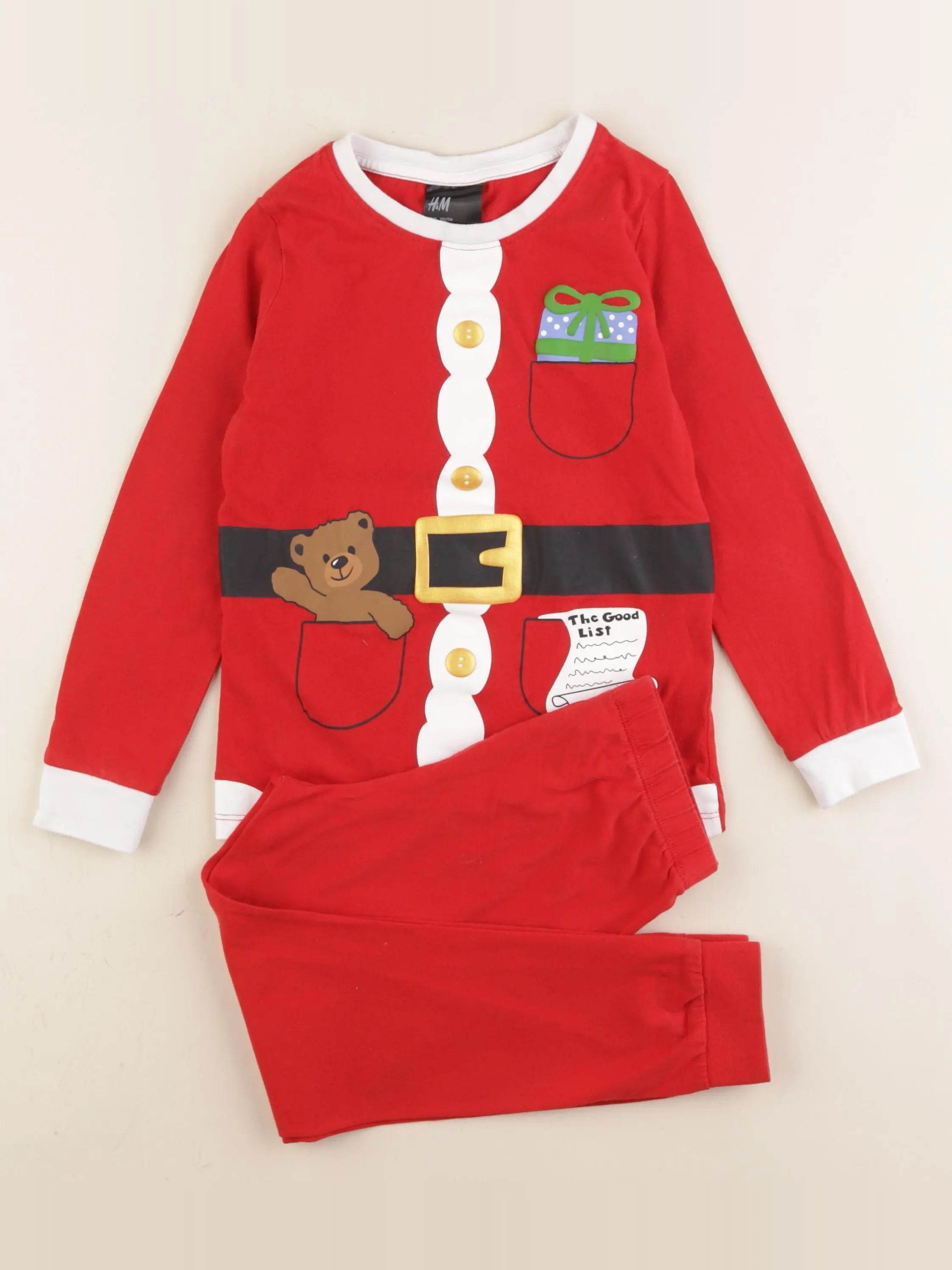 H&M - pyjama coton rouge - 4/6 ans