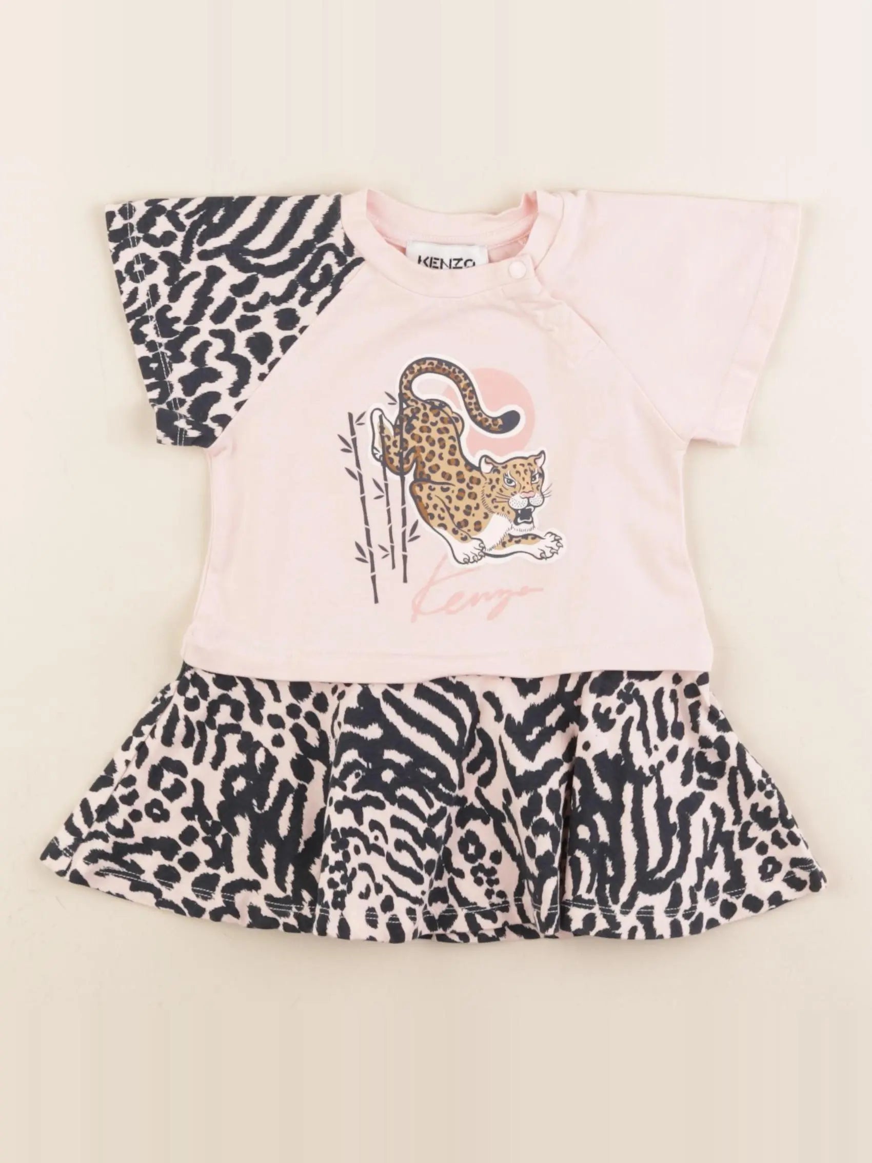 Kenzo - robe noir, rose - 12 mois