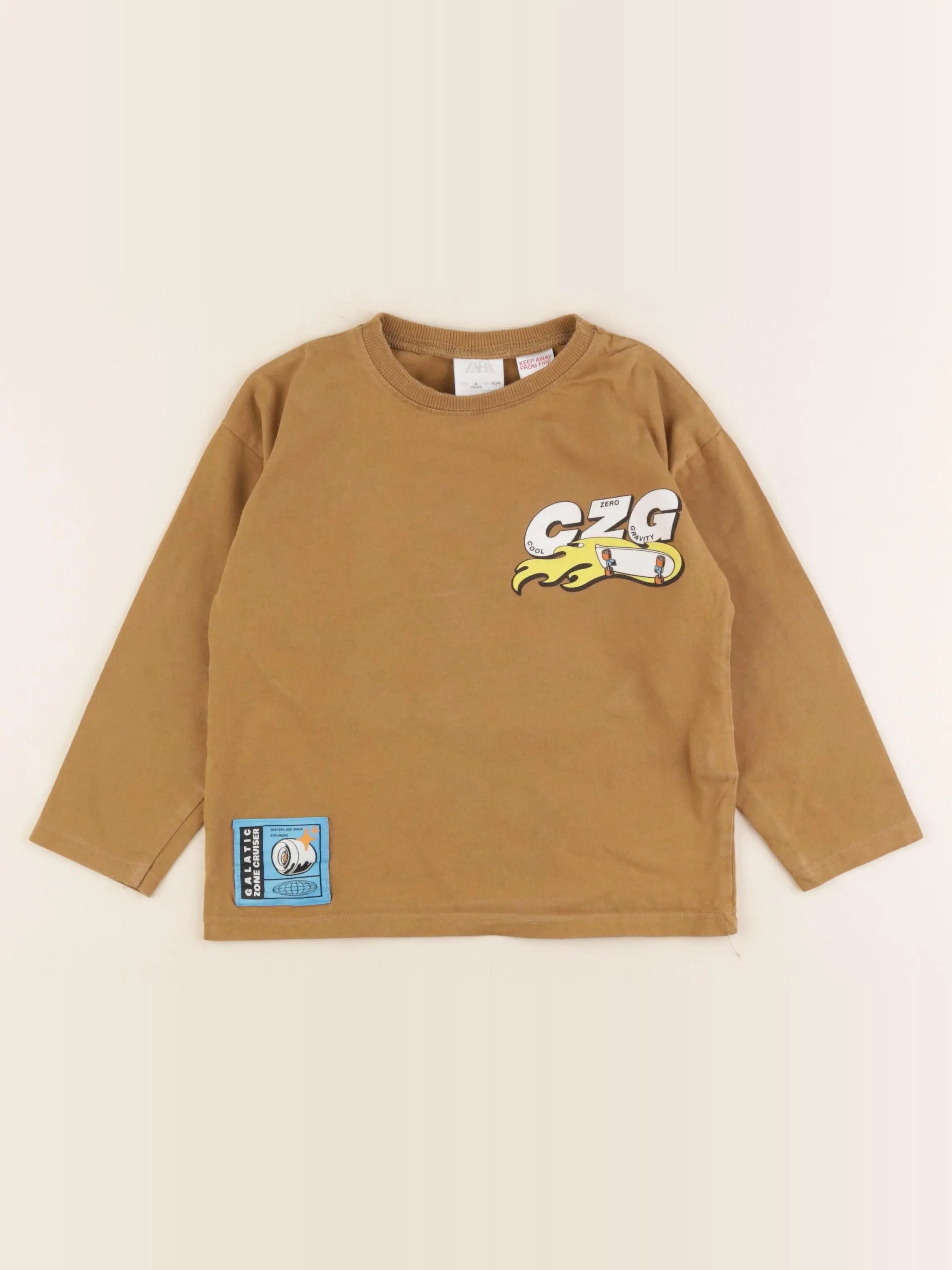 Zara - tee-shirt imprimé au dos marron - 4 ans