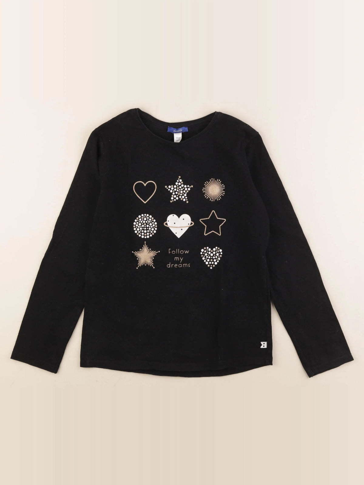 Okaidi - tee-shirt noir, or - 10 ans