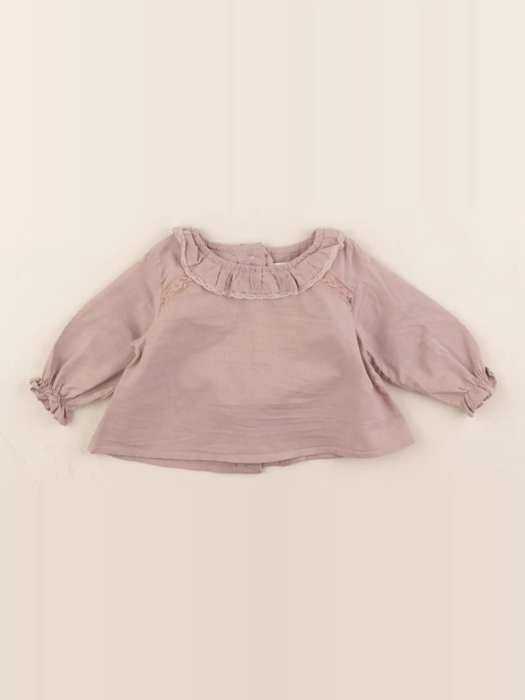Bonnet à Pompon - blouse marron - 3 mois