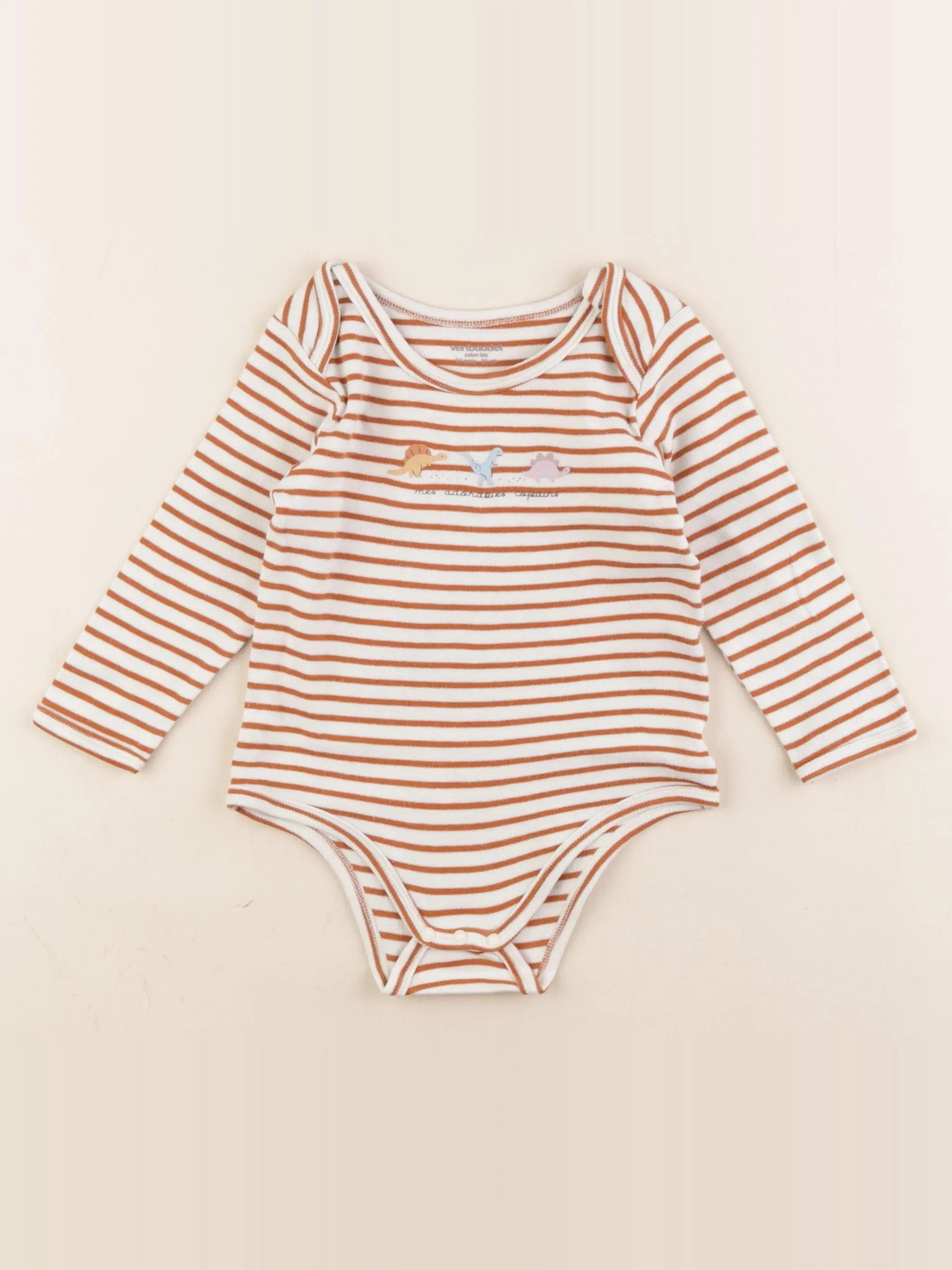Vertbaudet - body blanc, marron - 24 mois