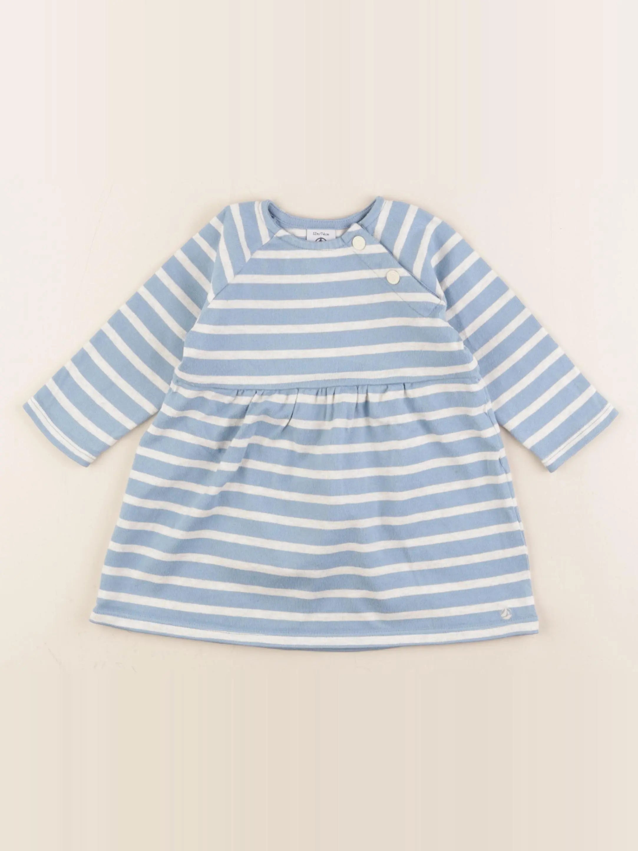 Petit Bateau - robe bleu - 12 mois