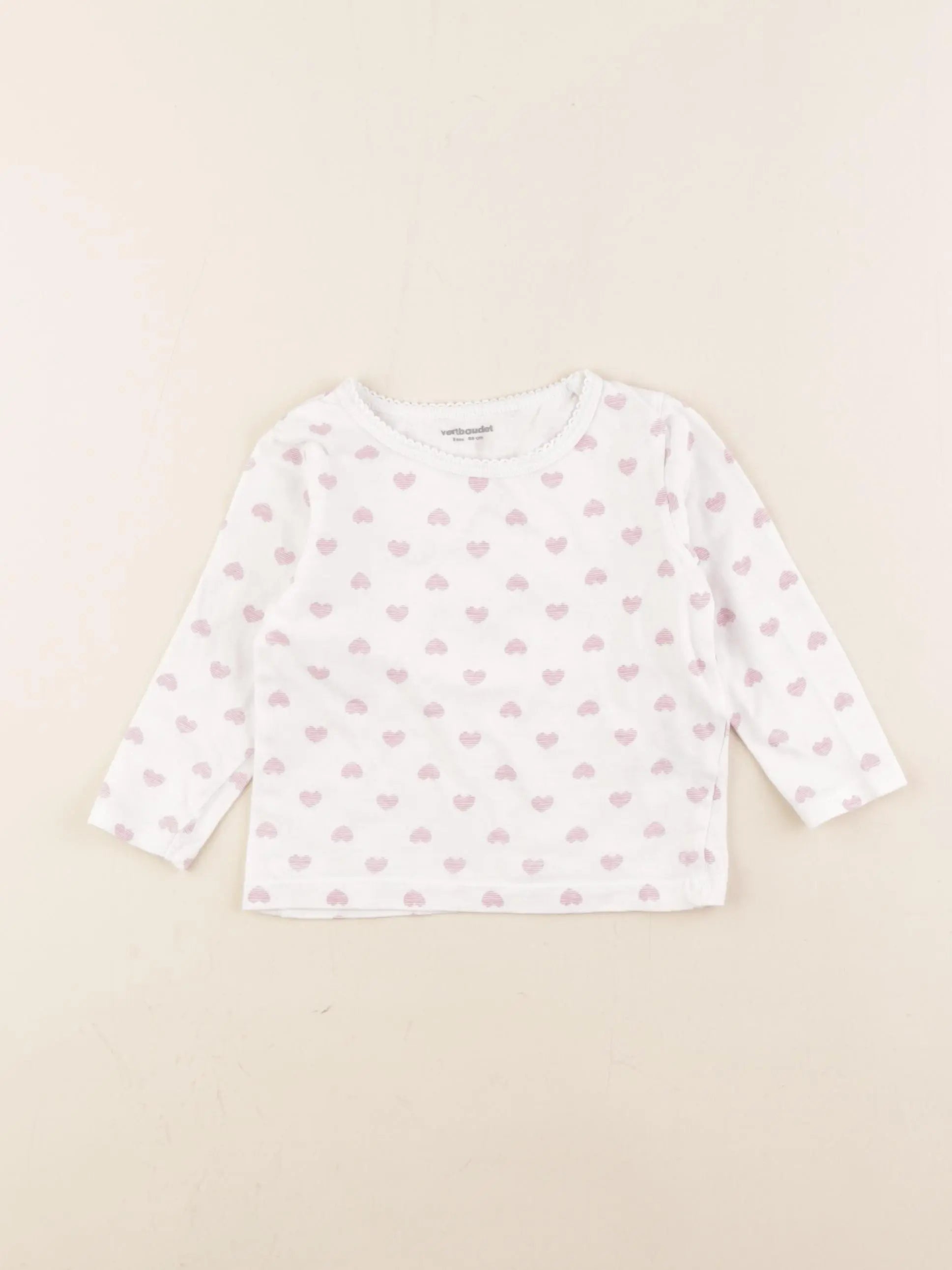 Vertbaudet - maillot de corps blanc, rose - 2 ans