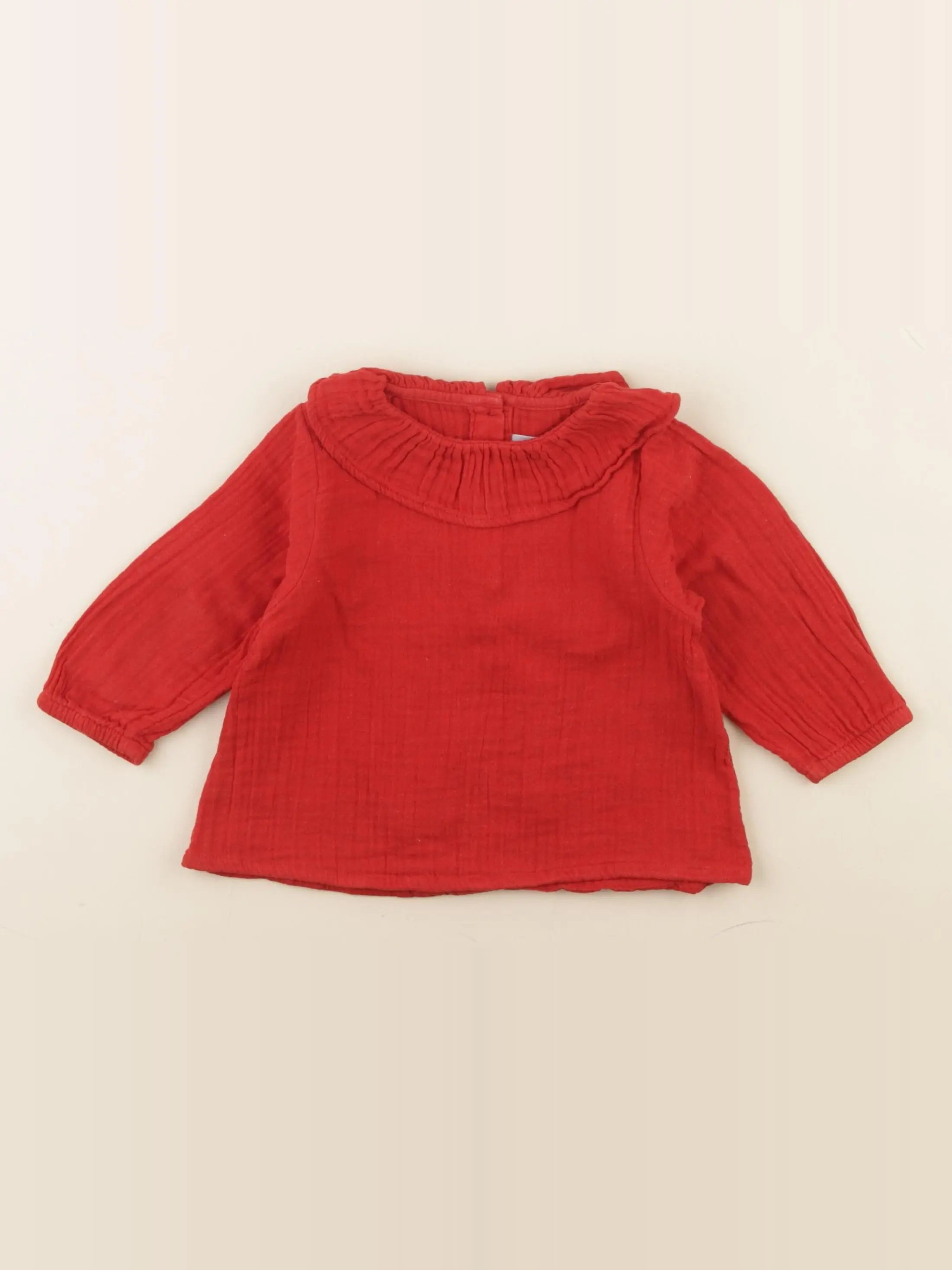 Petit Bateau - blouse rouge - 12 mois