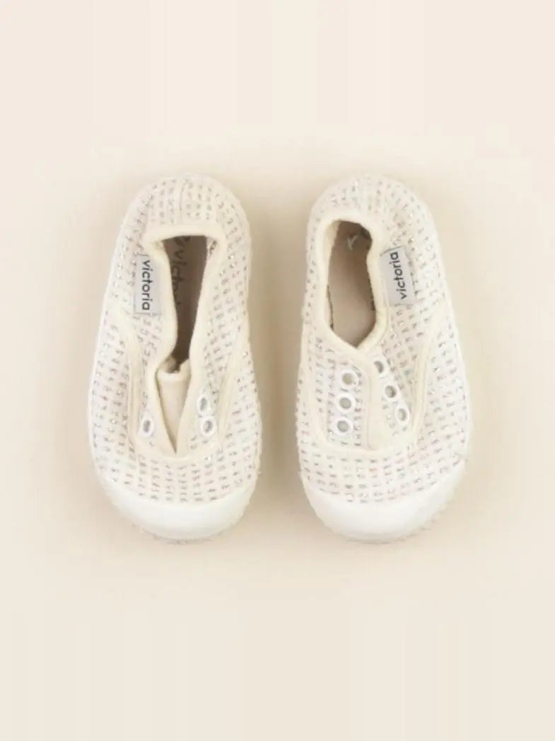 Victoria - tennis à scratch/ lacets beige - pointure 20