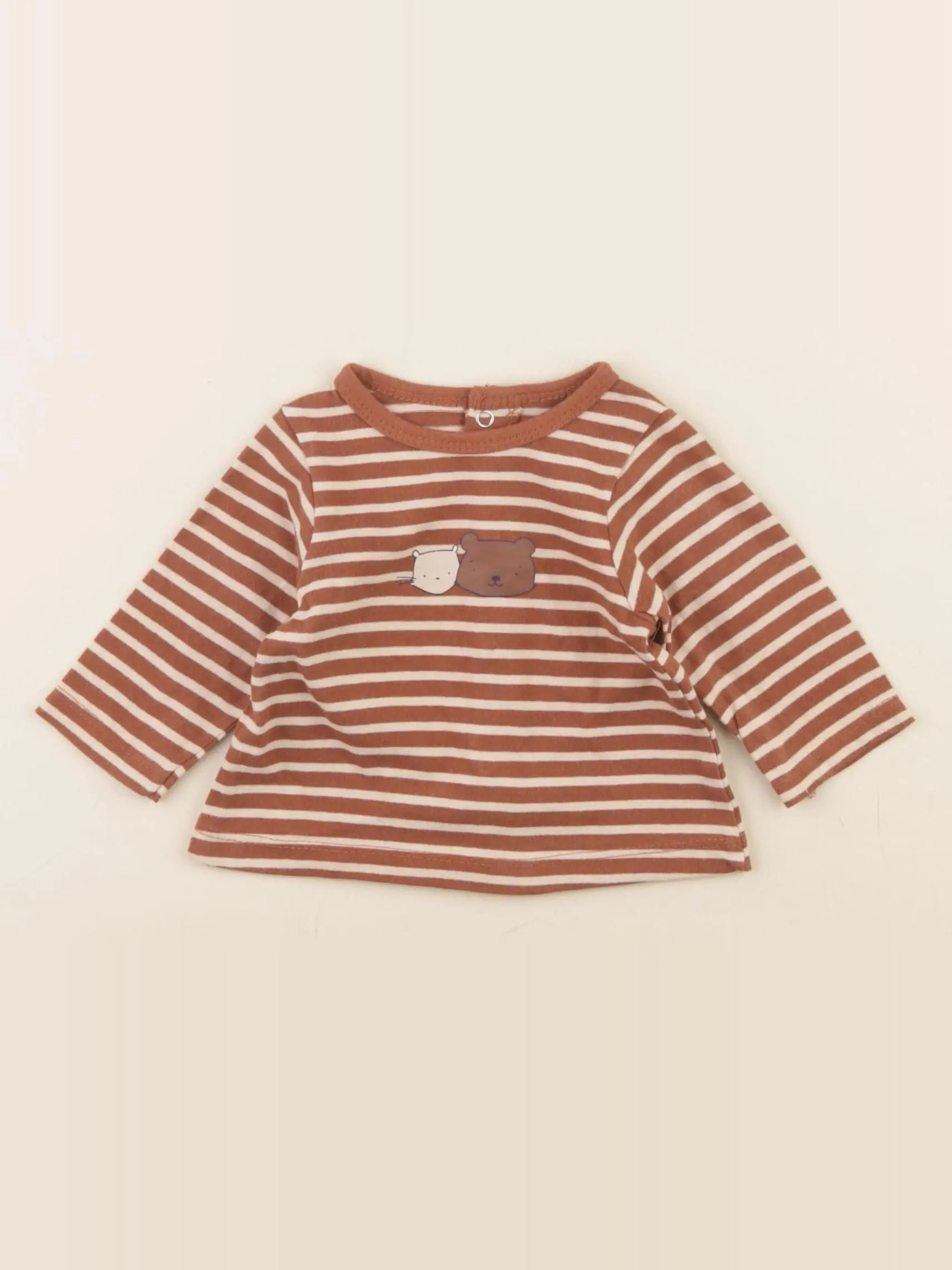 Vertbaudet - tee-shirt marron - 1 mois