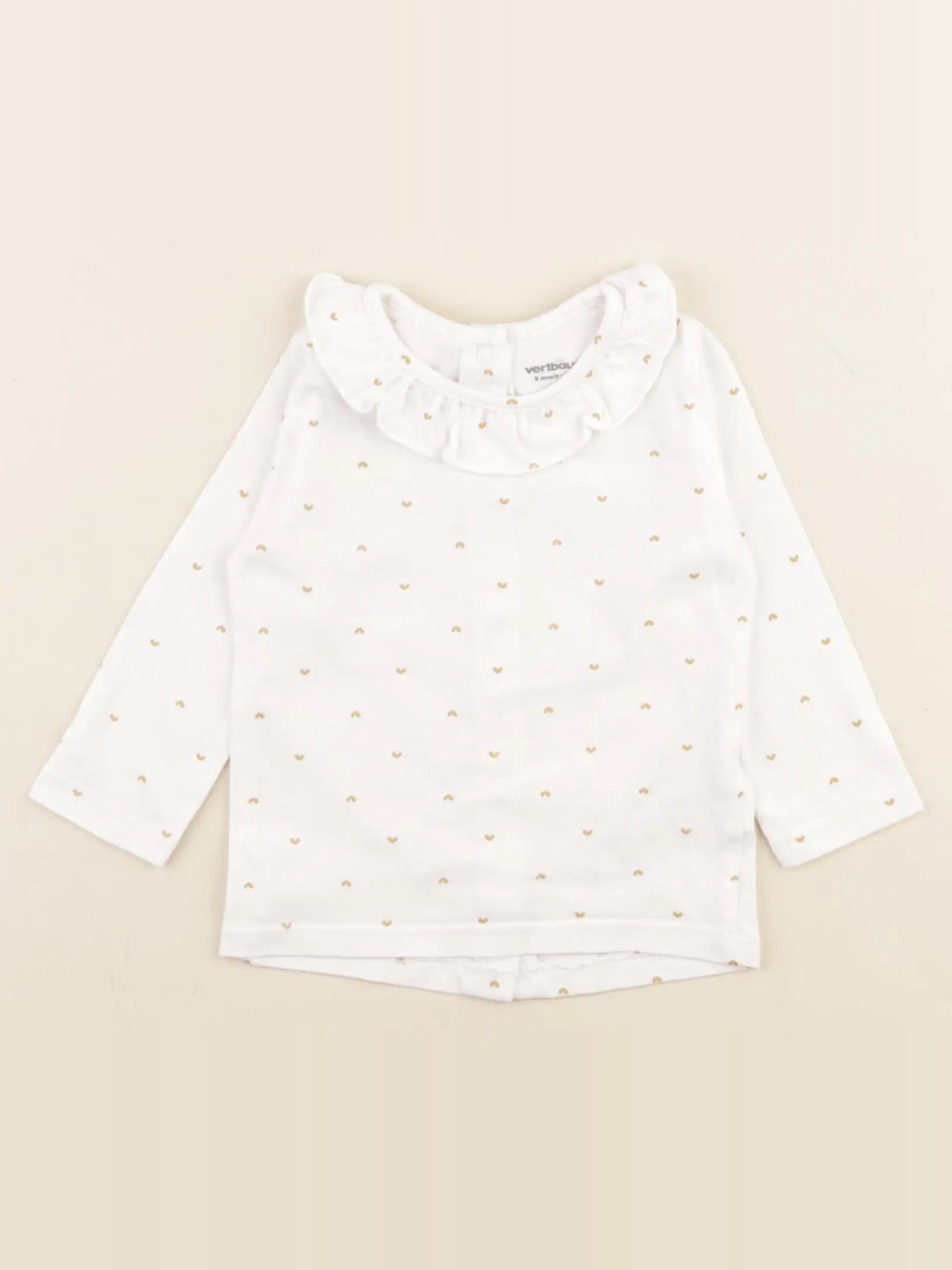 Vertbaudet - tee-shirt blanc, or - 9 mois