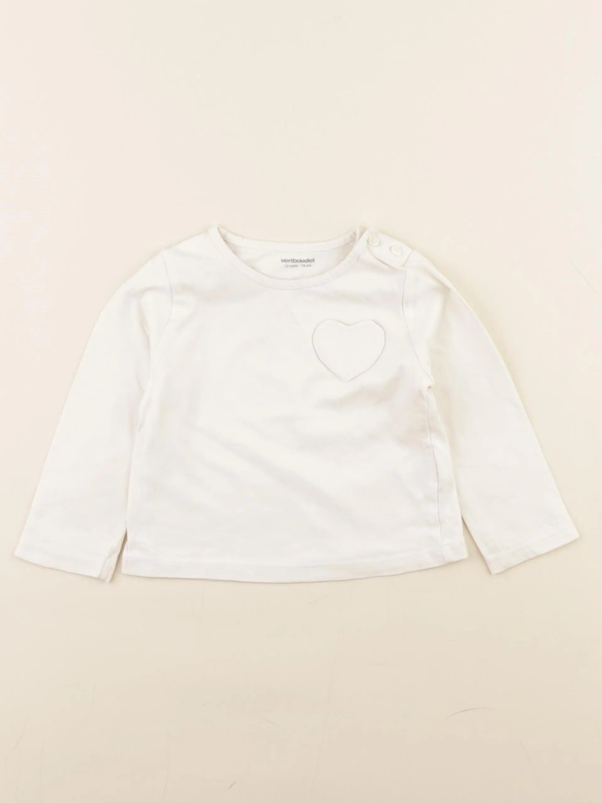 Vertbaudet - tee-shirt blanc - 12 mois