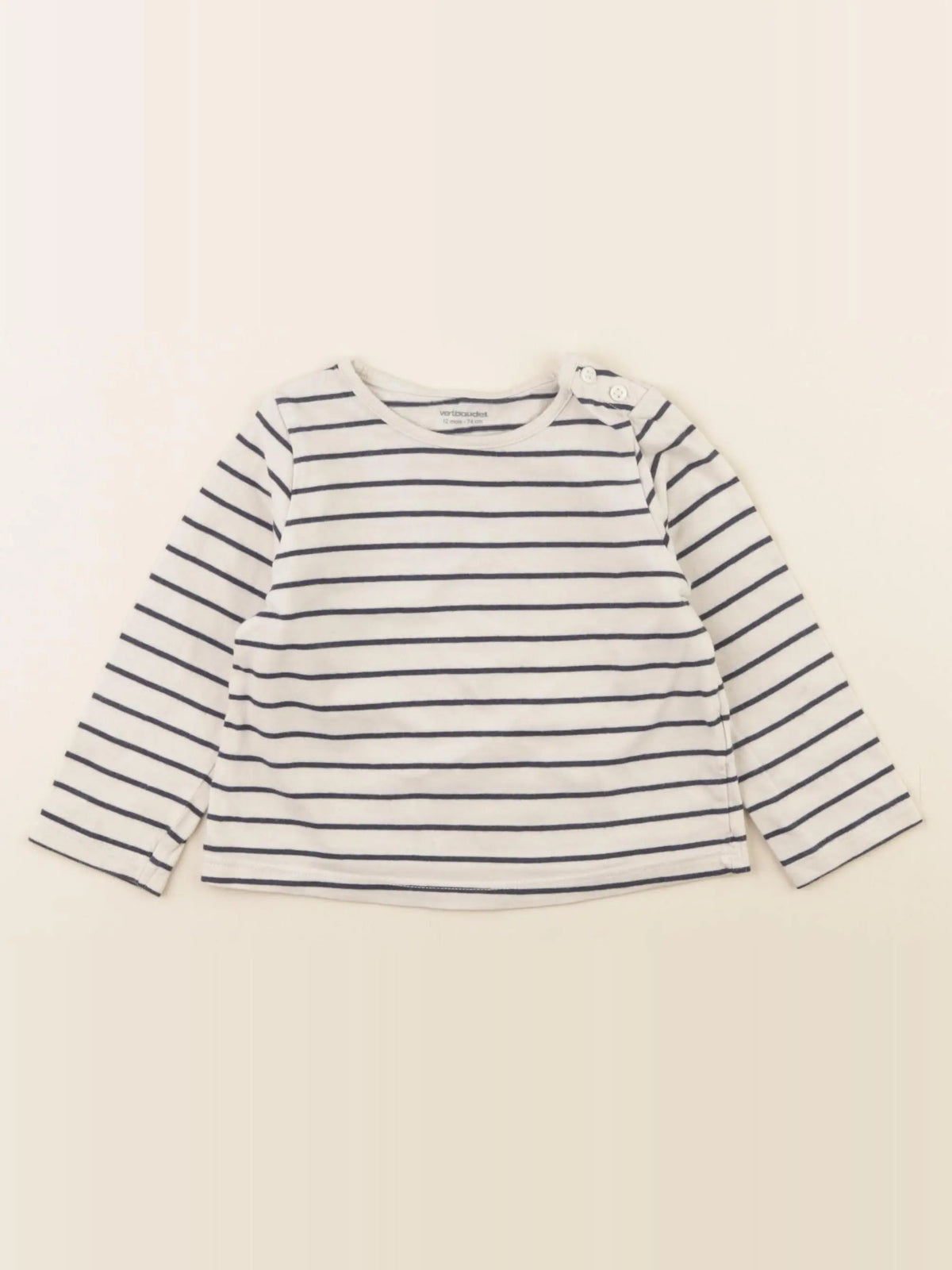 Vertbaudet - tee-shirt blanc, bleu - 12 mois