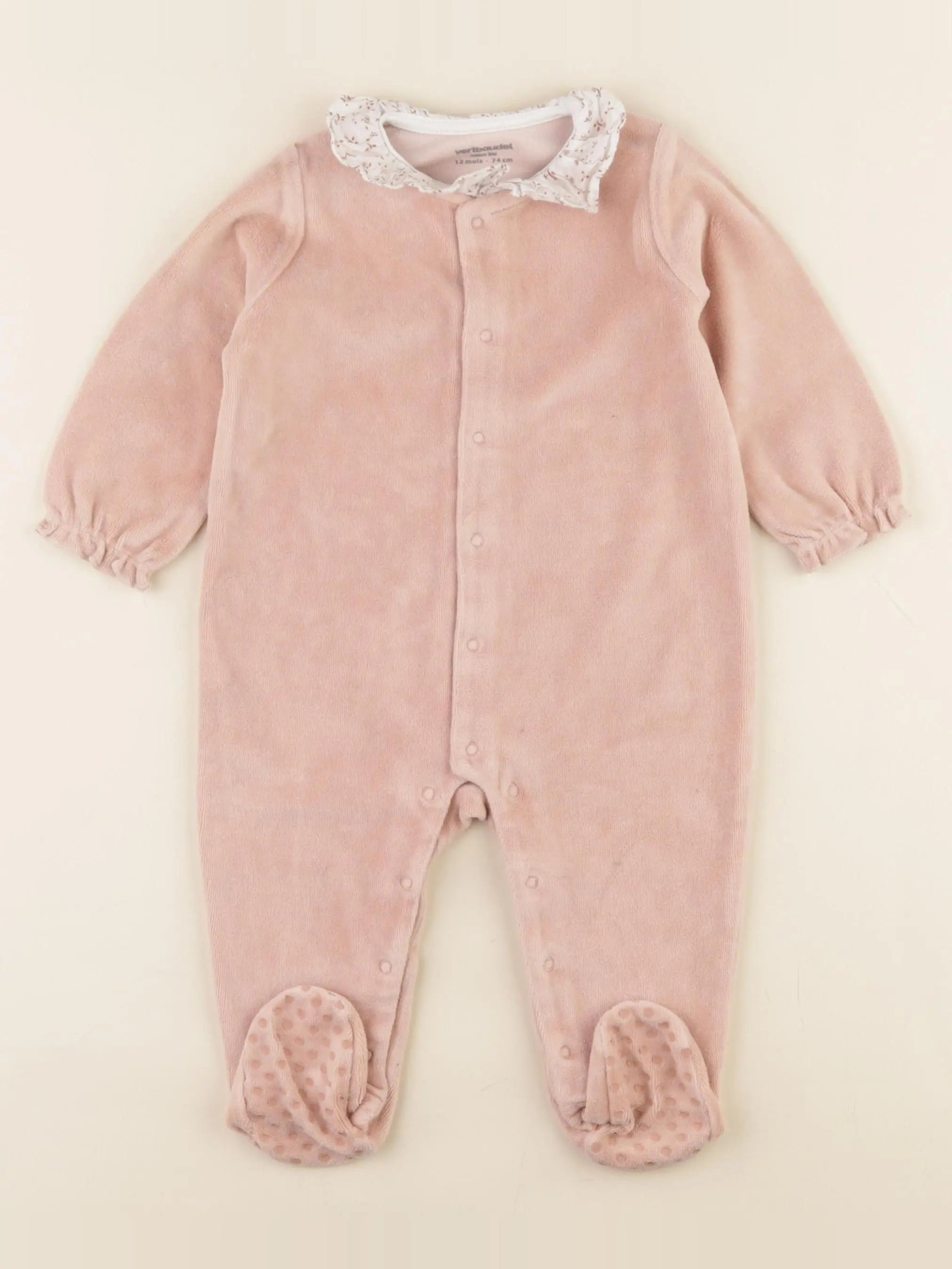 Vertbaudet - pyjama velours rose - 12 mois