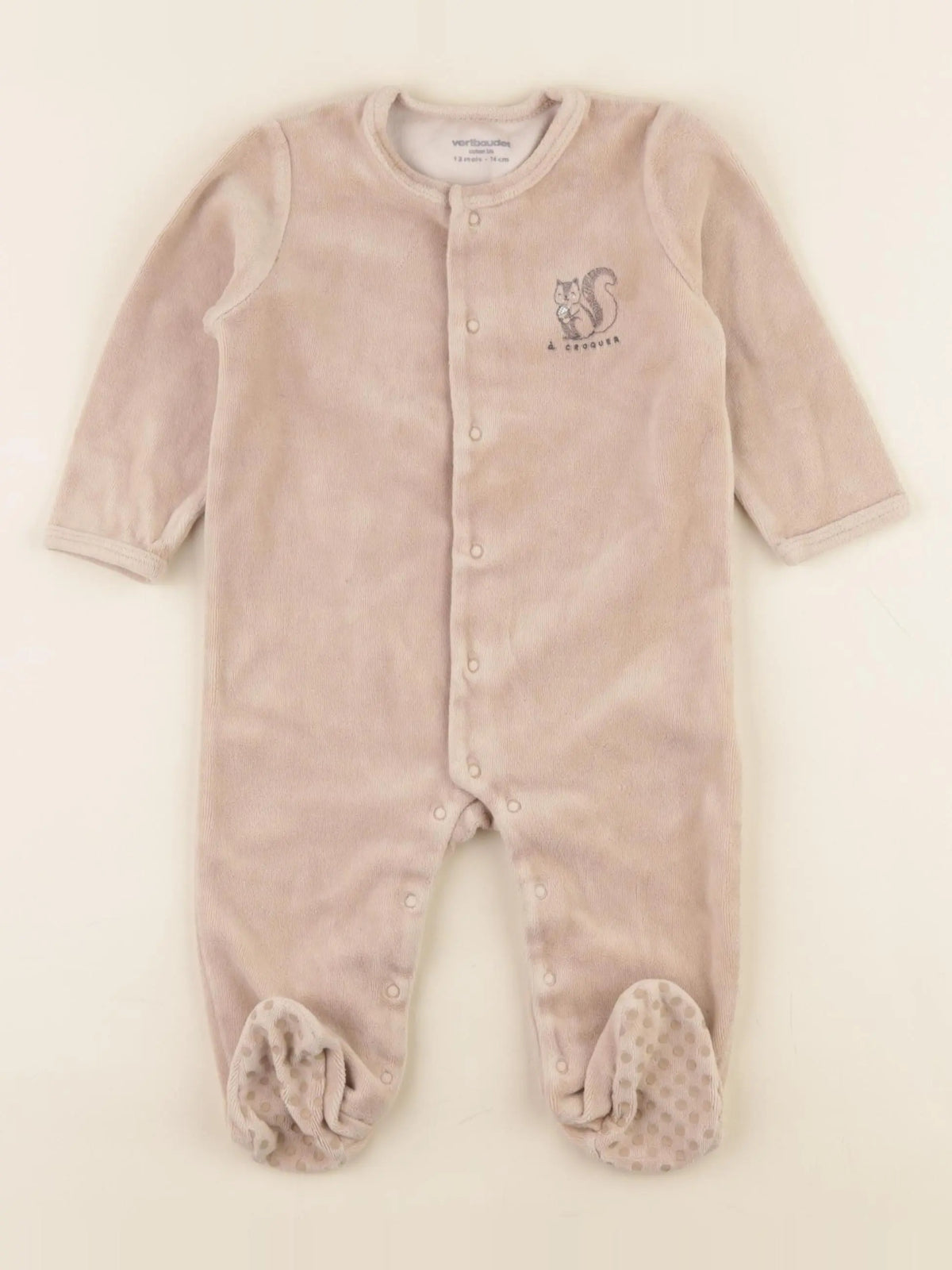 Vertbaudet - pyjama velours beige - 12 mois