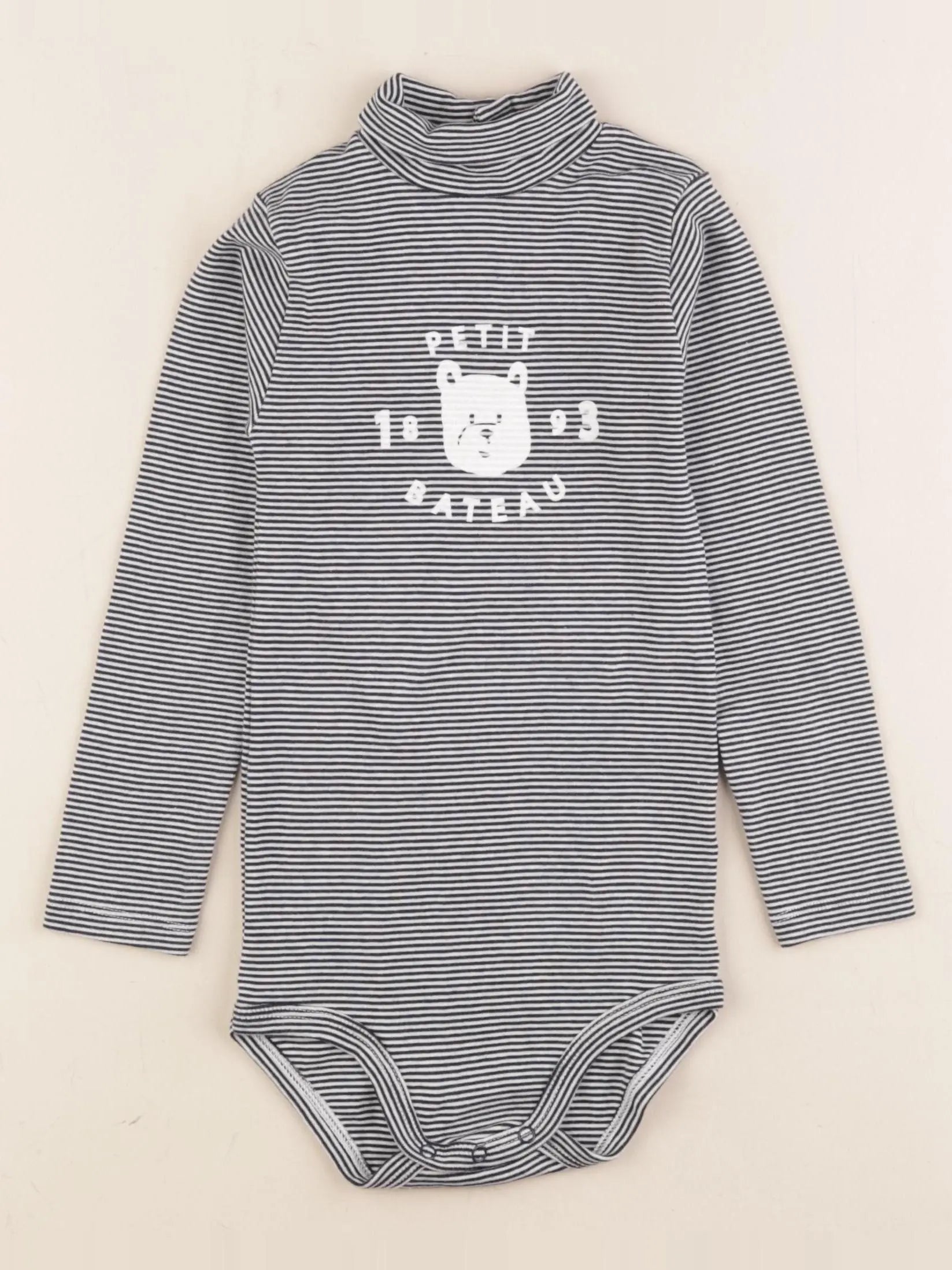 Petit Bateau - body blanc, bleu - 36 mois