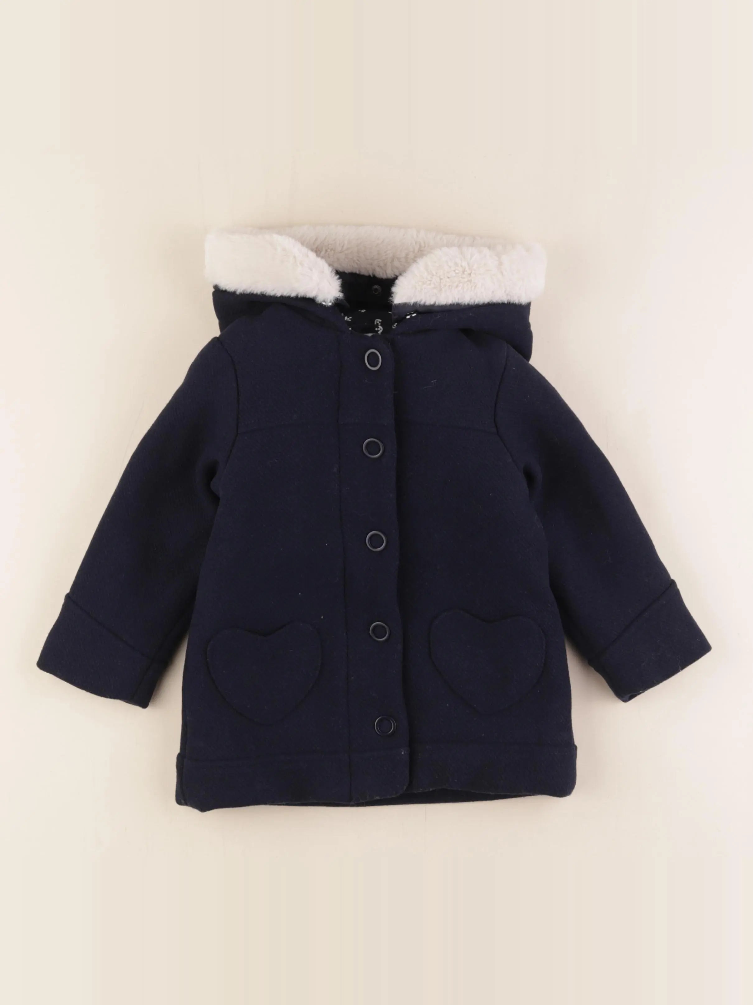 Vertbaudet - manteau bleu, blanc - 2 ans