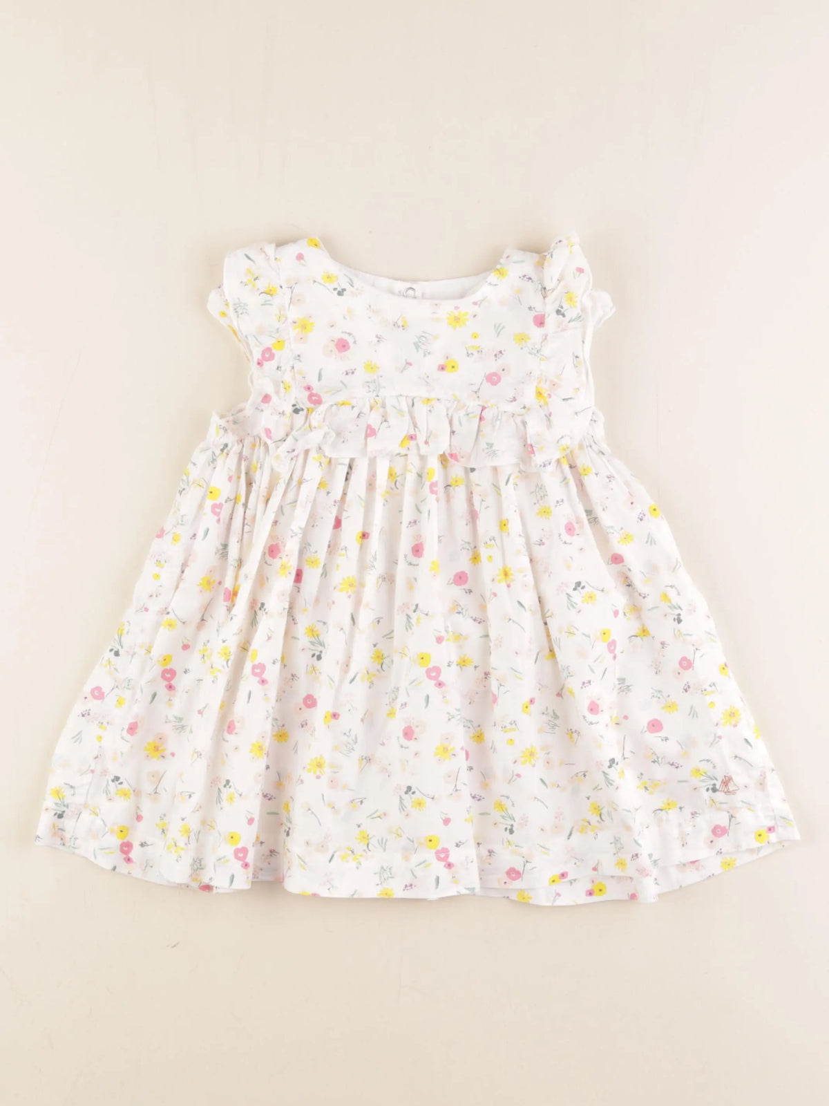 Petit Bateau - robe blanc, jaune - 18 mois