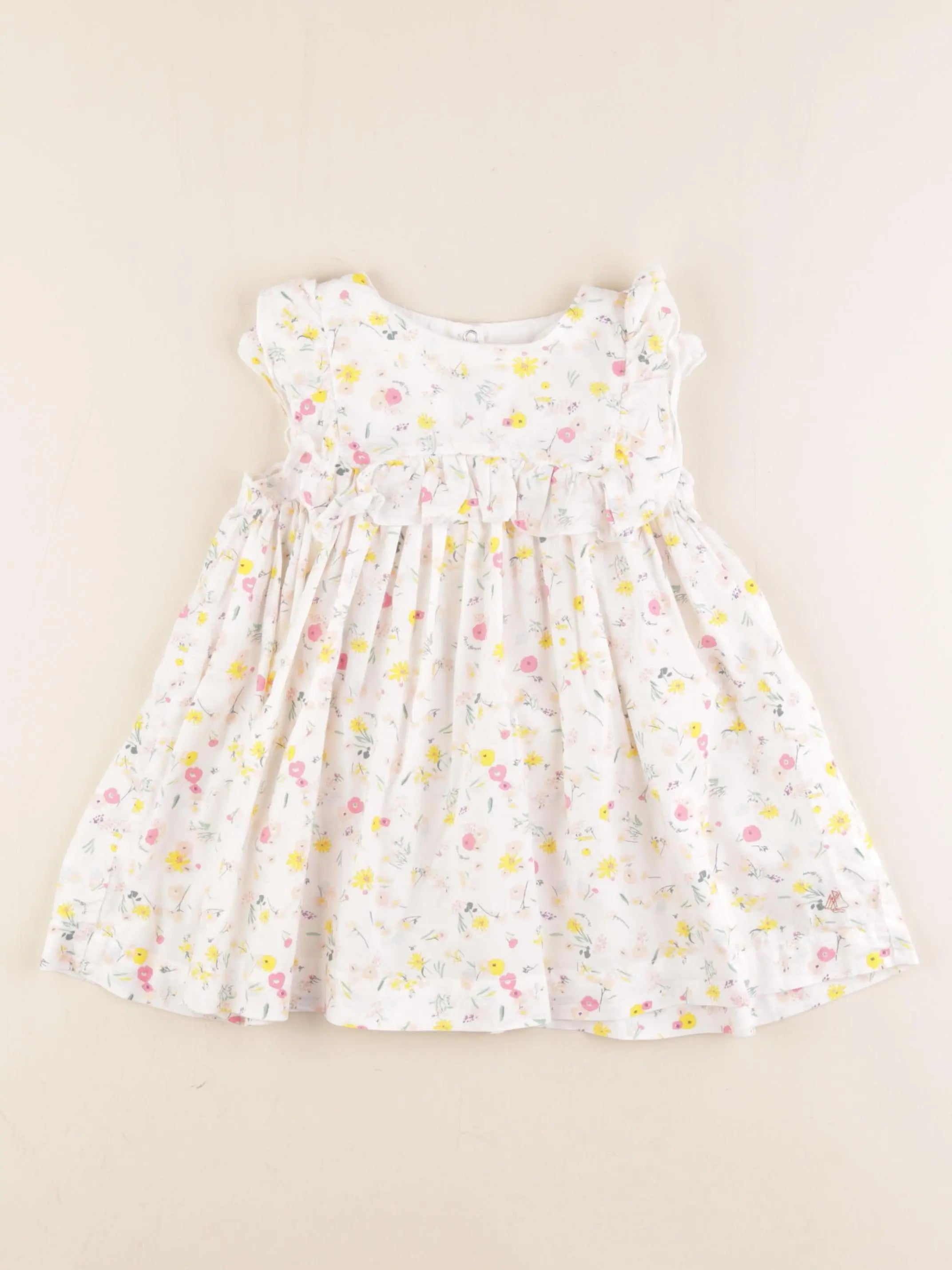 Petit Bateau - robe blanc, jaune - 18 mois