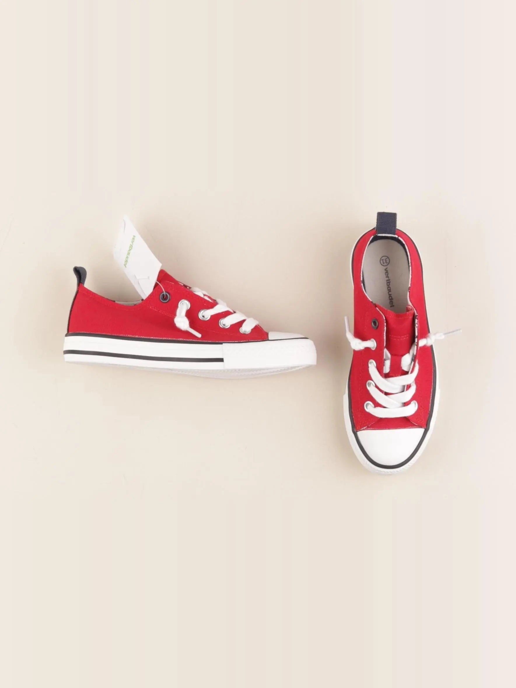 Vertbaudet - tennis à scratch/ lacets rouge - pointure 31