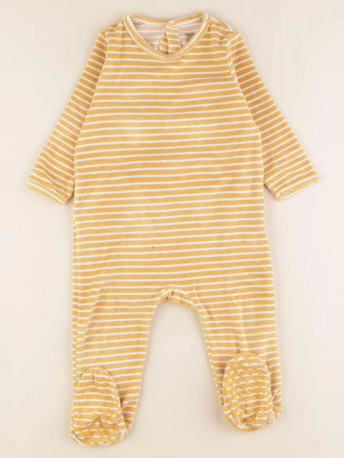 Vertbaudet - pyjama velours jaune, blanc - 18 mois