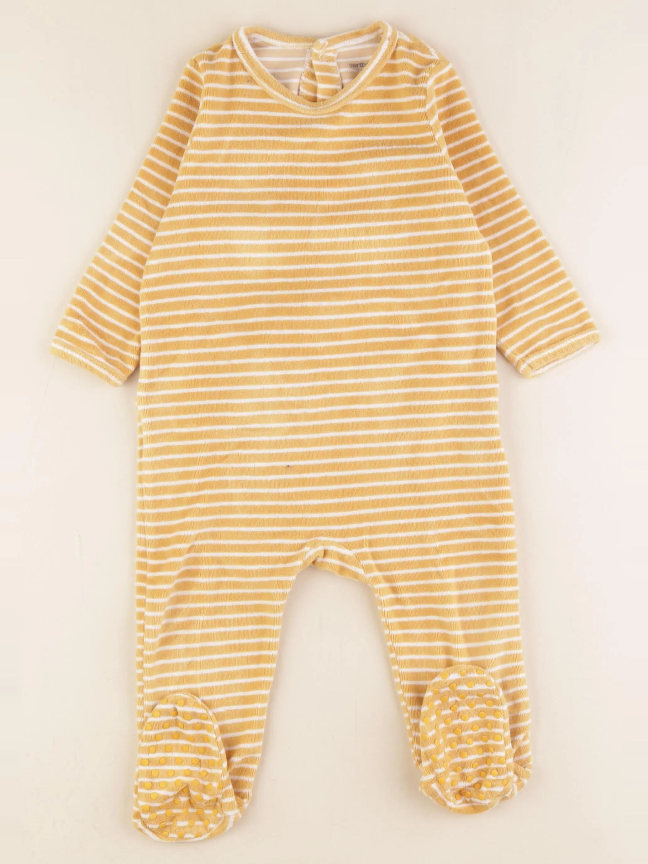 Vertbaudet - pyjama velours jaune, blanc - 18 mois