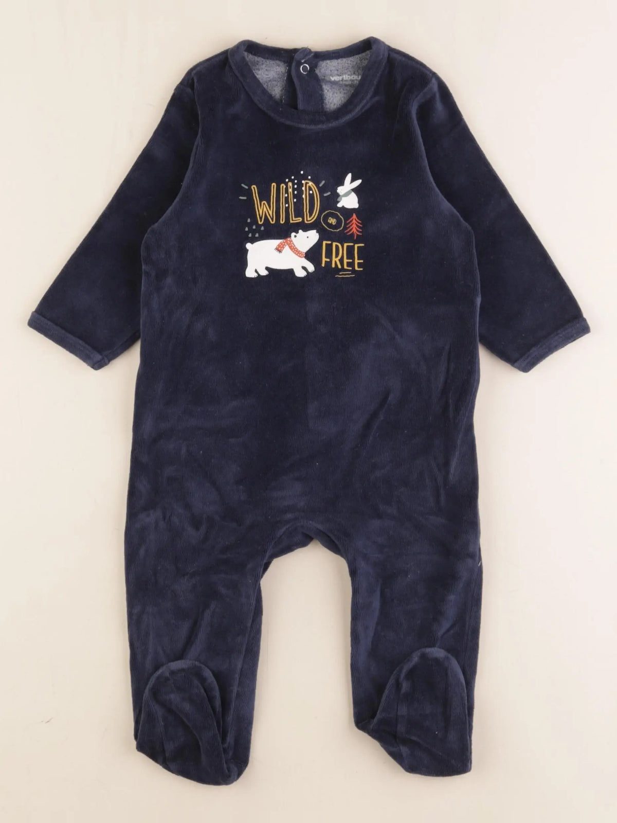 Vertbaudet - pyjama velours bleu - 9 mois