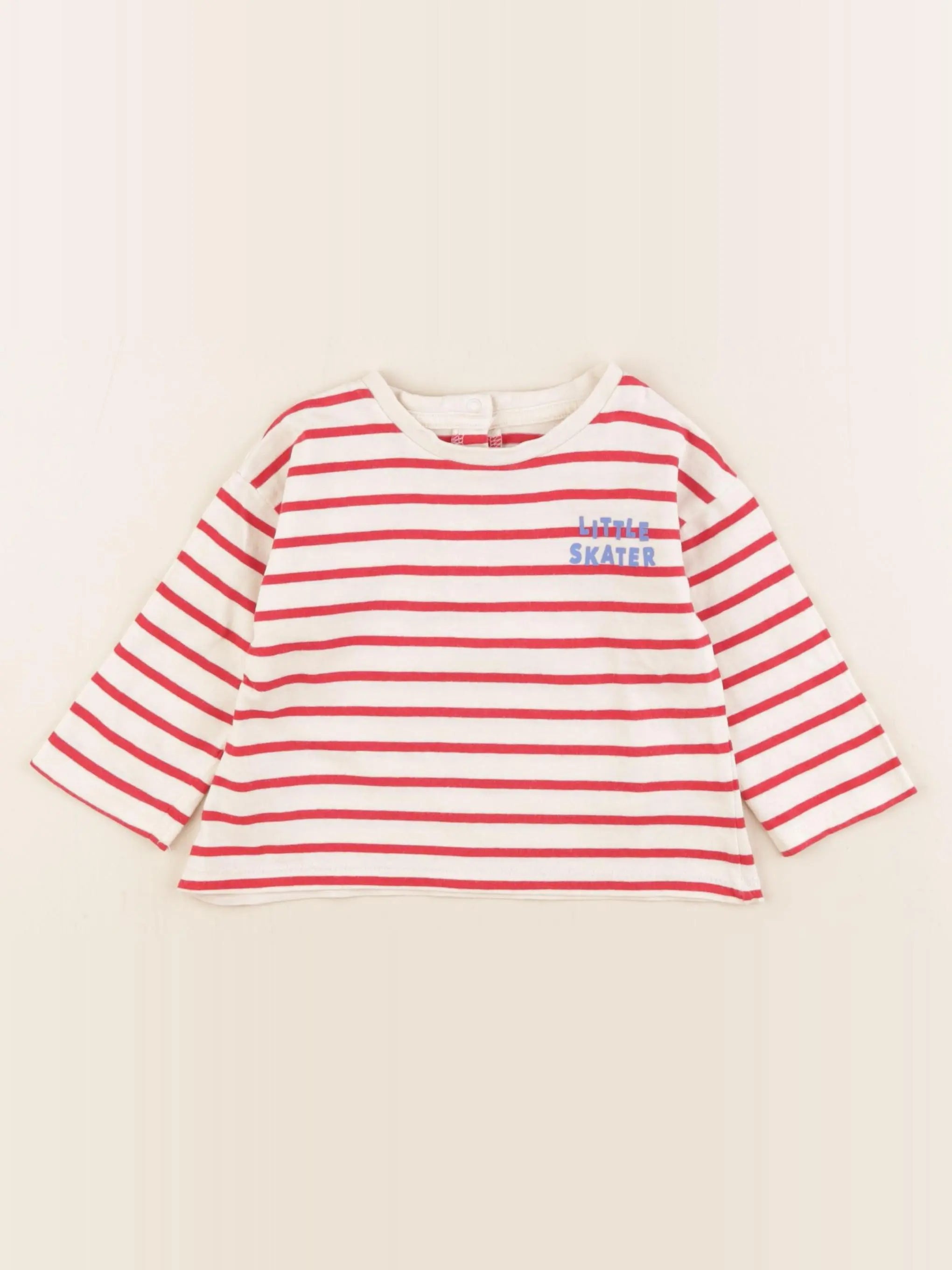Vertbaudet - tee-shirt beige, rouge - 12 mois