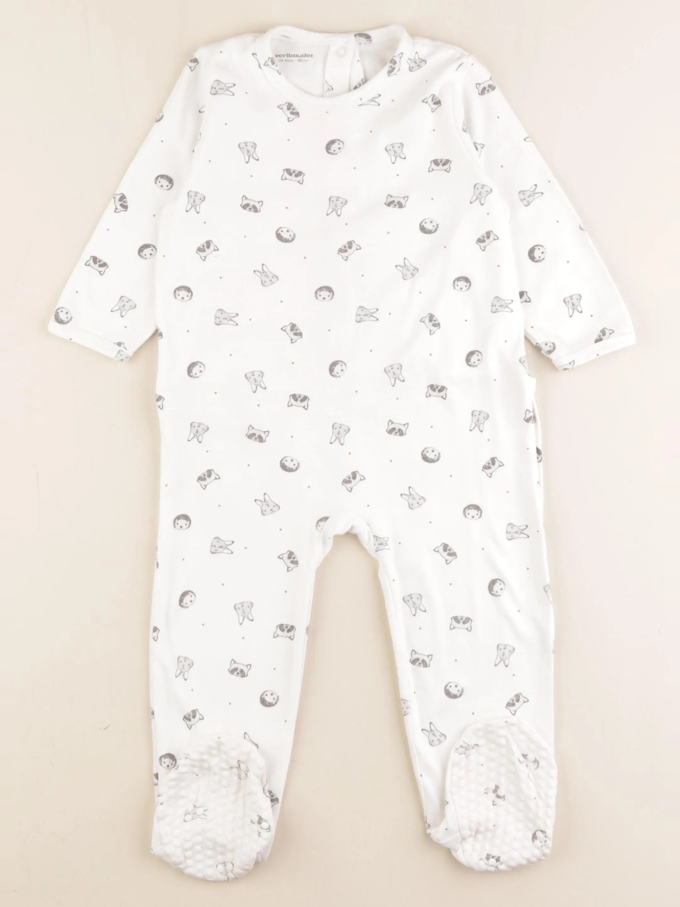 Vertbaudet - pyjama coton blanc - 24 mois