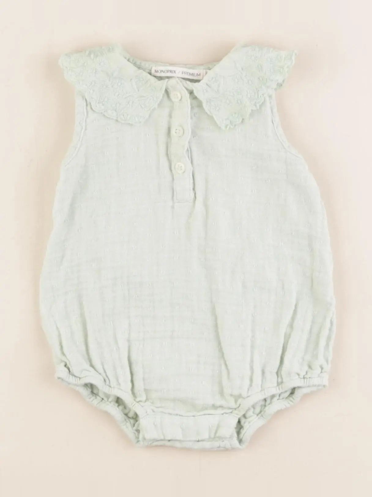 Monoprix - combinaison vert - 6 mois