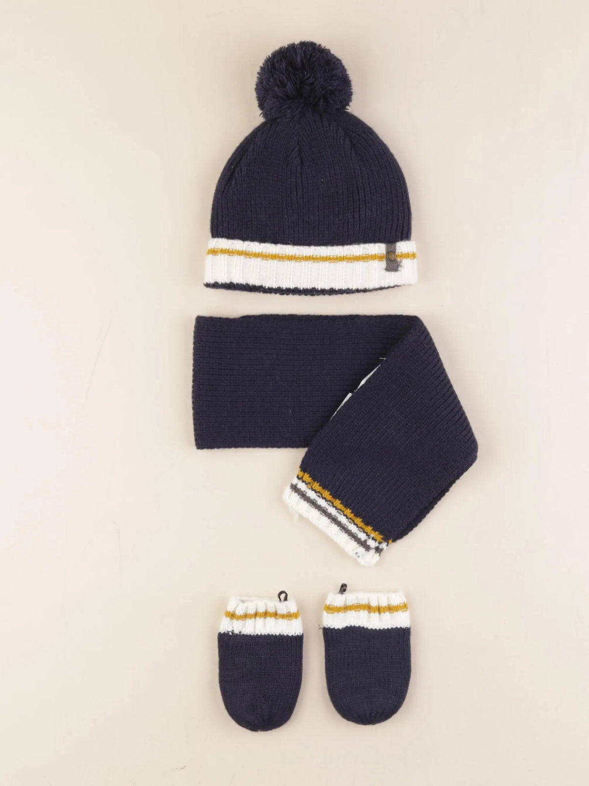 Vertbaudet - ensemble bonnet/moufles/tour de cou bleu - 3/6 mois