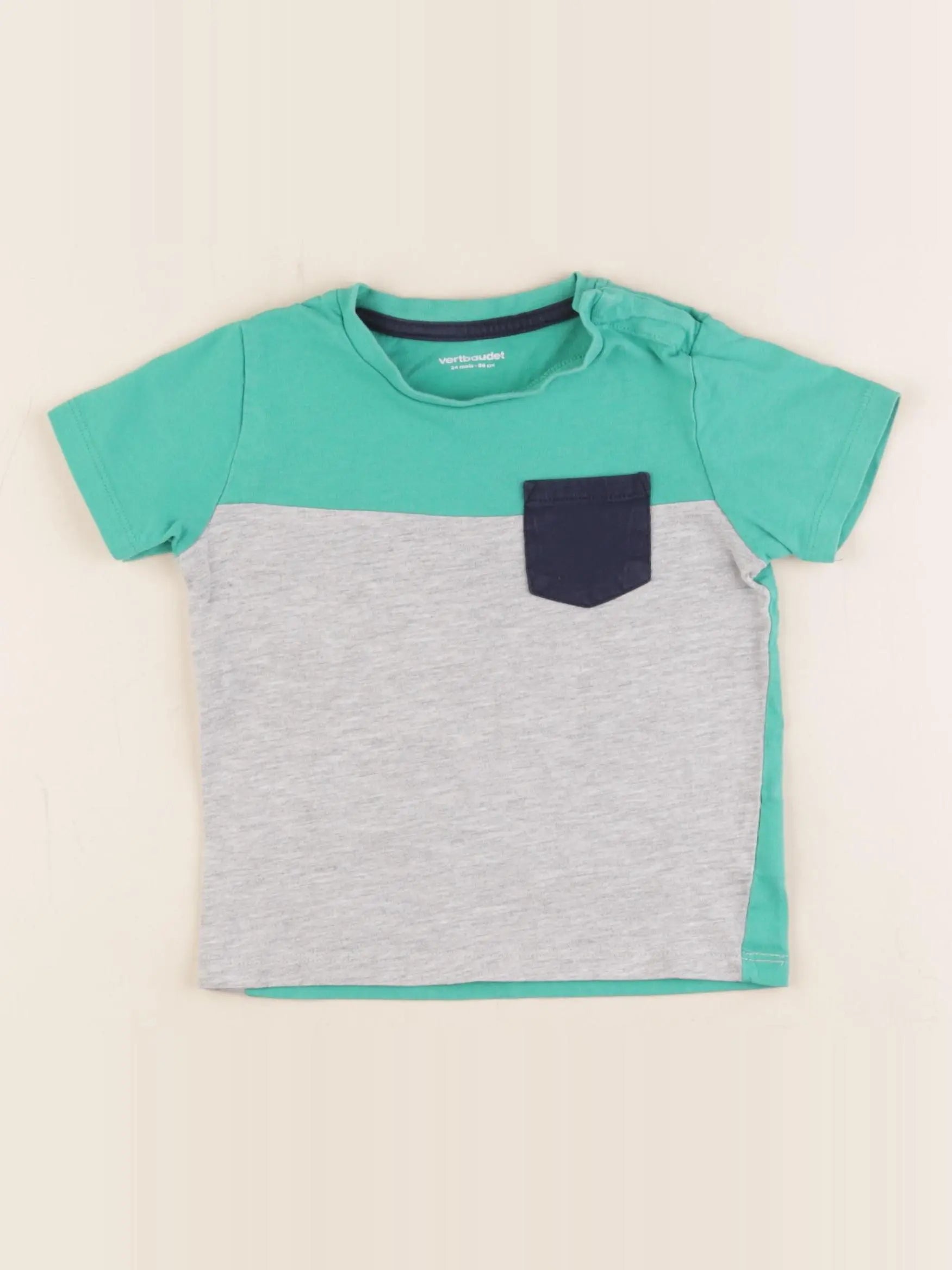 Vertbaudet - tee-shirt gris, vert - 24 mois