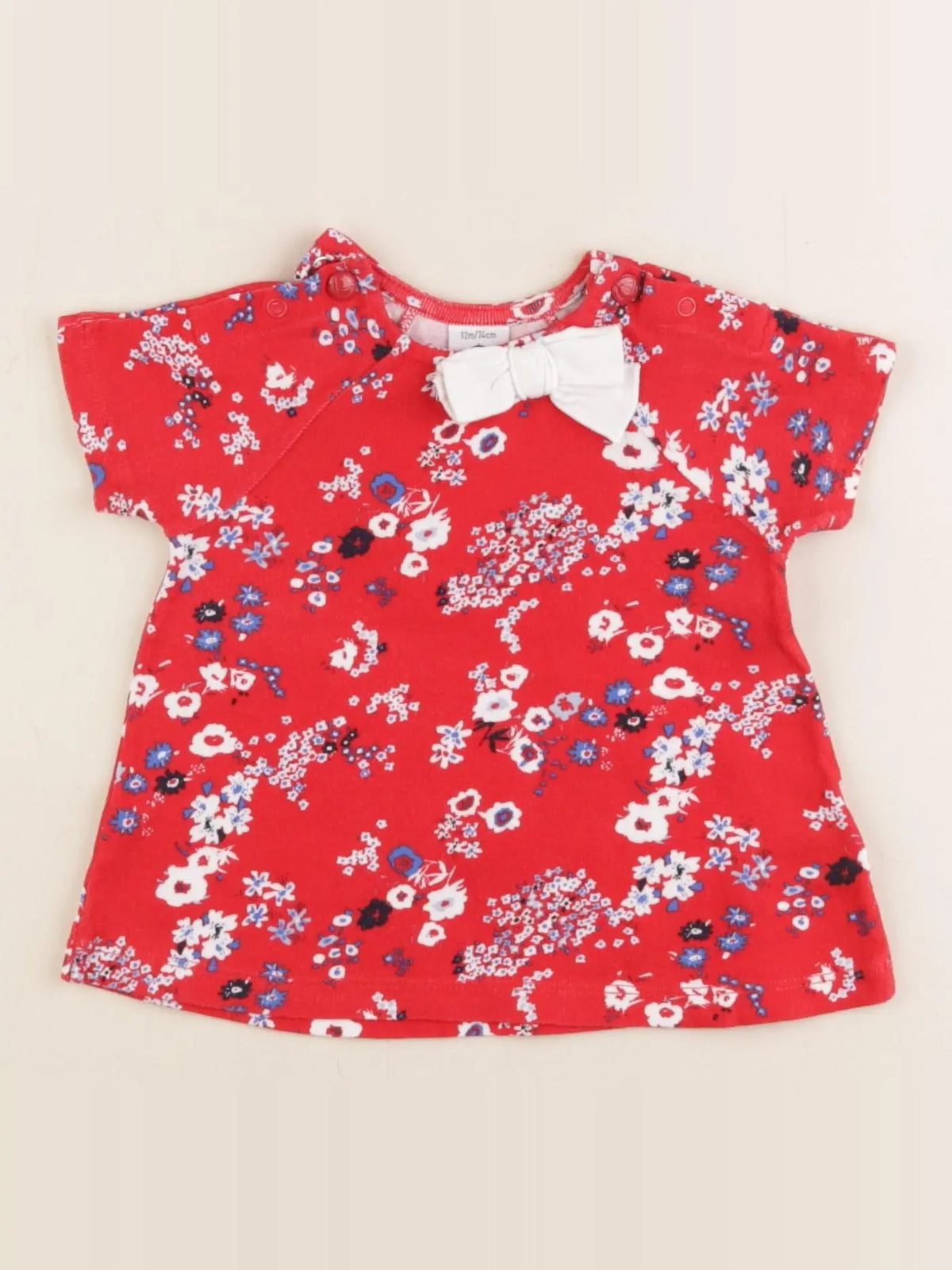 Petit Bateau - tee-shirt rouge - 12 mois