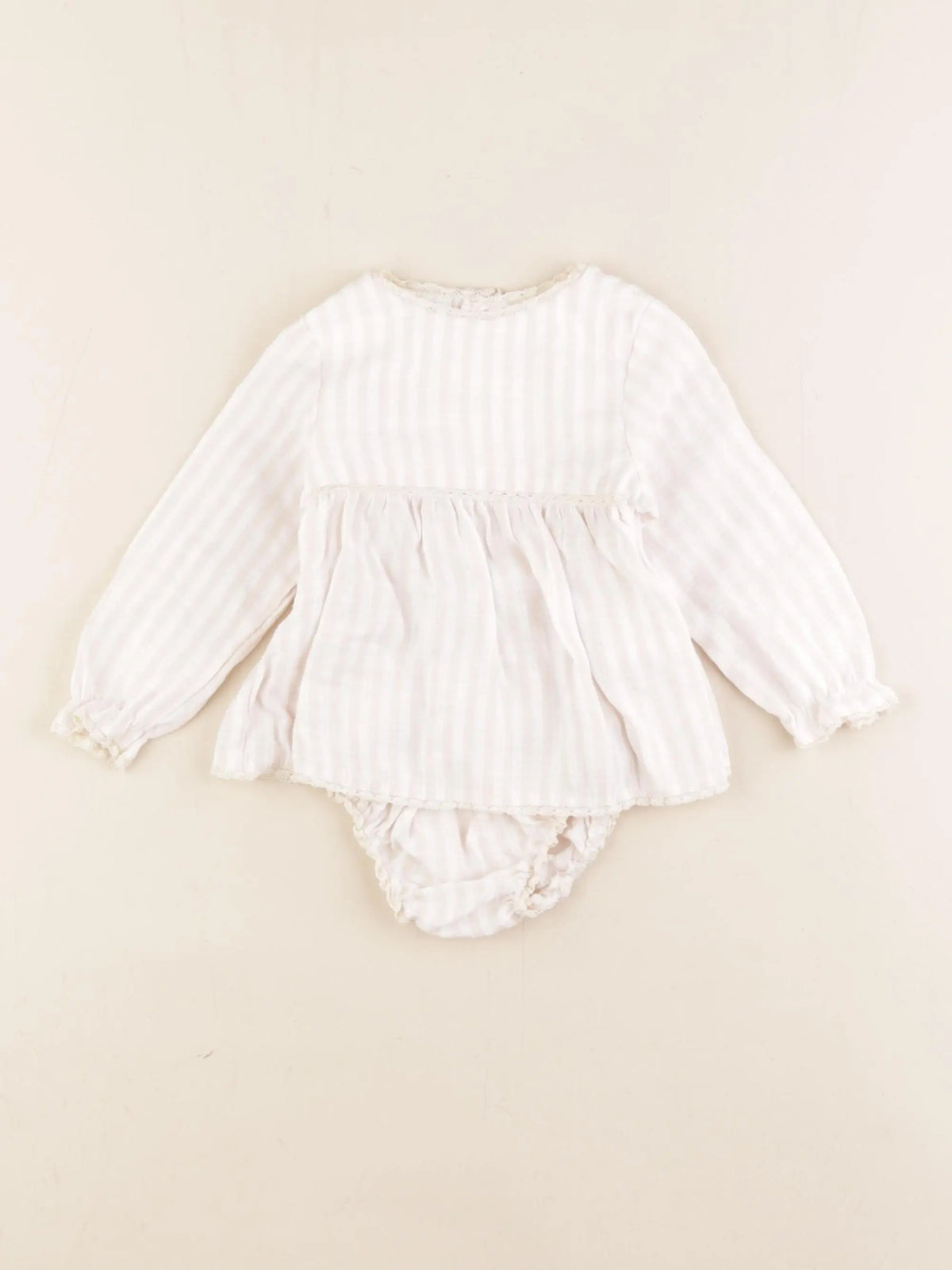 Zara - robe rose, blanc - 6/9 mois