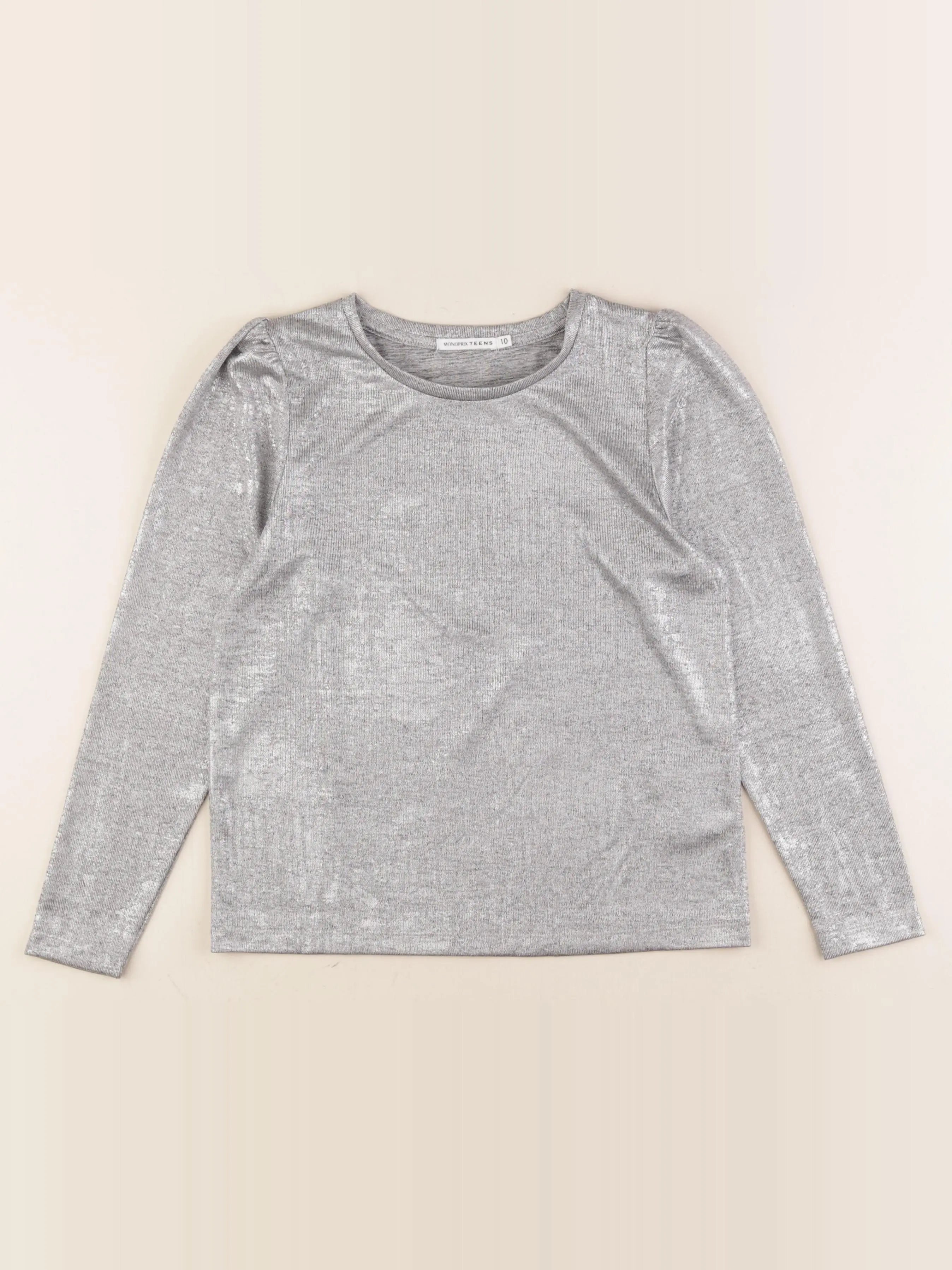 Monoprix - tee-shirt argent - 10 ans