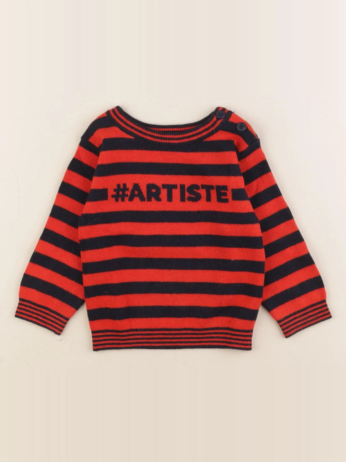 Jacadi - pull rouge, bleu - 12 mois