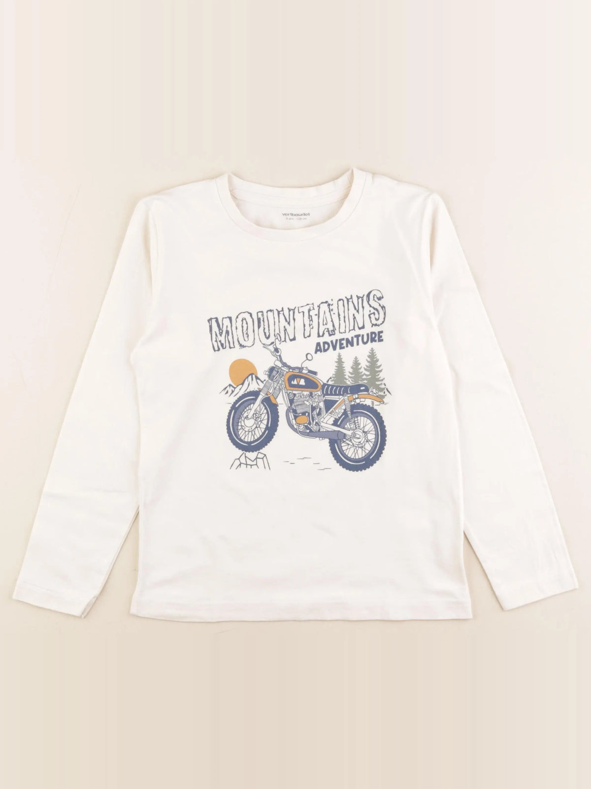 Vertbaudet - tee-shirt beige - 8 ans