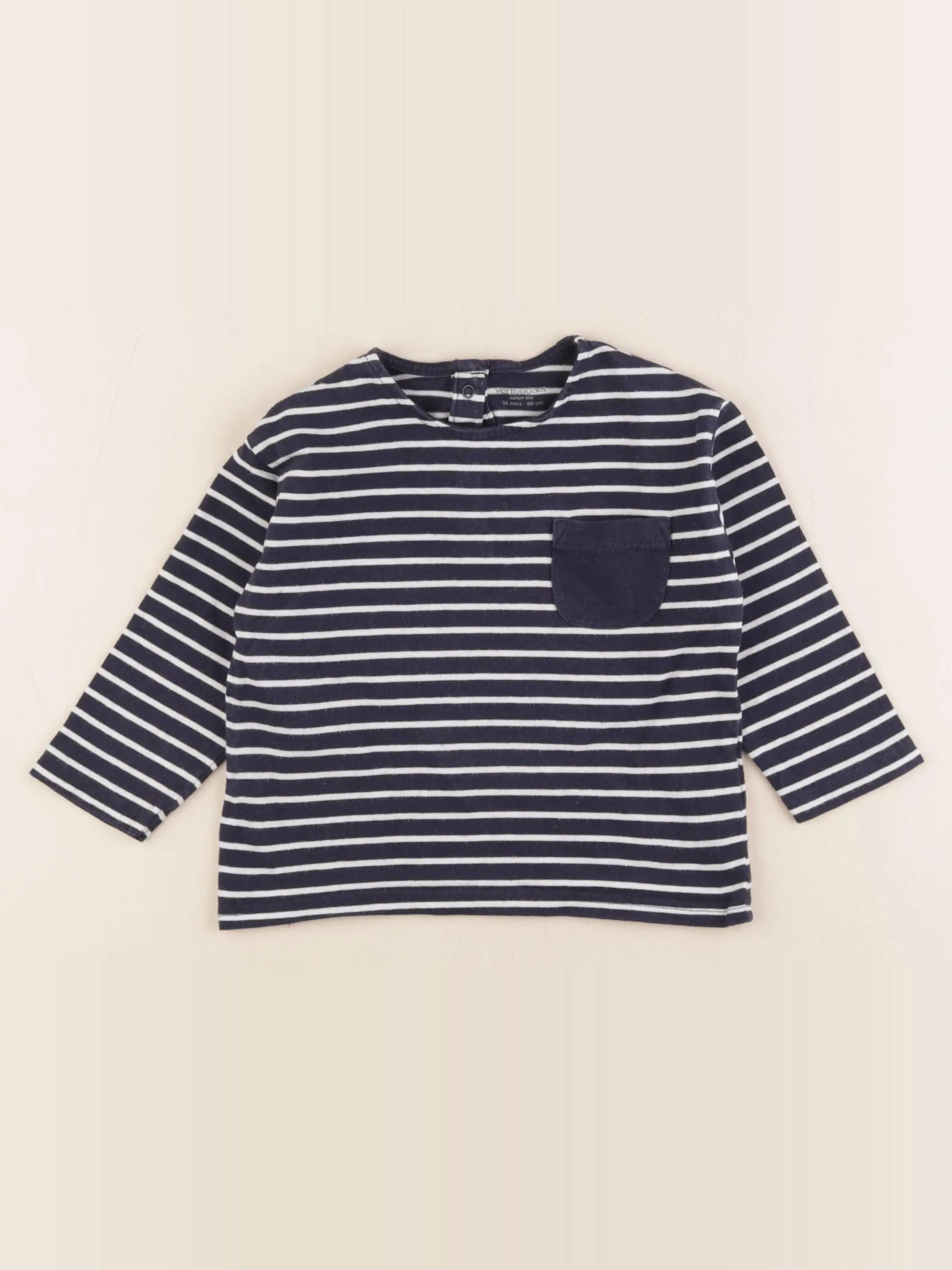 Vertbaudet - tee-shirt bleu, blanc - 24 mois